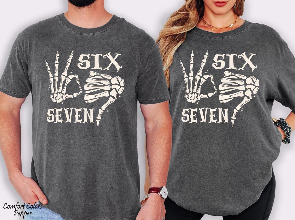 Six Seven Shirt, Funny Skeleton Hands T-shirt, 6 7 Funny Halloween Costume, 67 Couples Tee, Halloween Couples Shirt, Trendy Shirt,
