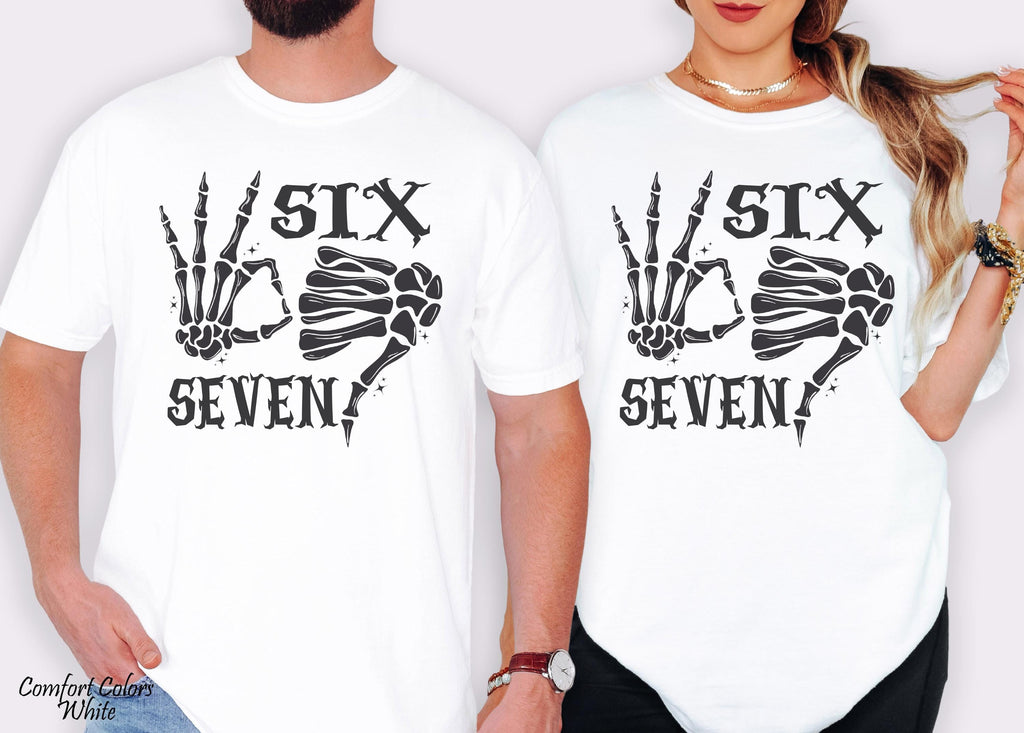 Six Seven Shirt, Funny Skeleton Hands T-shirt, 6 7 Funny Halloween Costume, 67 Couples Tee, Halloween Couples Shirt, Trendy Shirt,