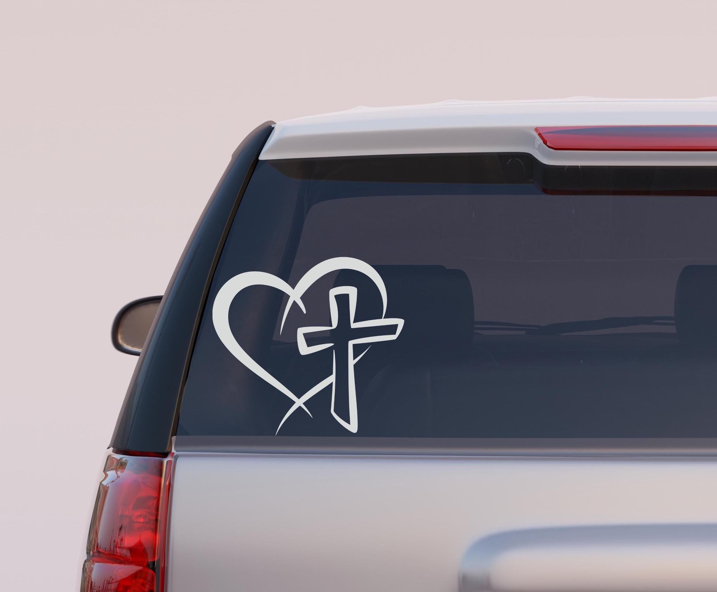 Heart Cross Car Decal, Christian Decal, Faith Decal, Religious Car Decal, Spiritual Gifts, Religious Car Decals, Christian Stickers Laptop