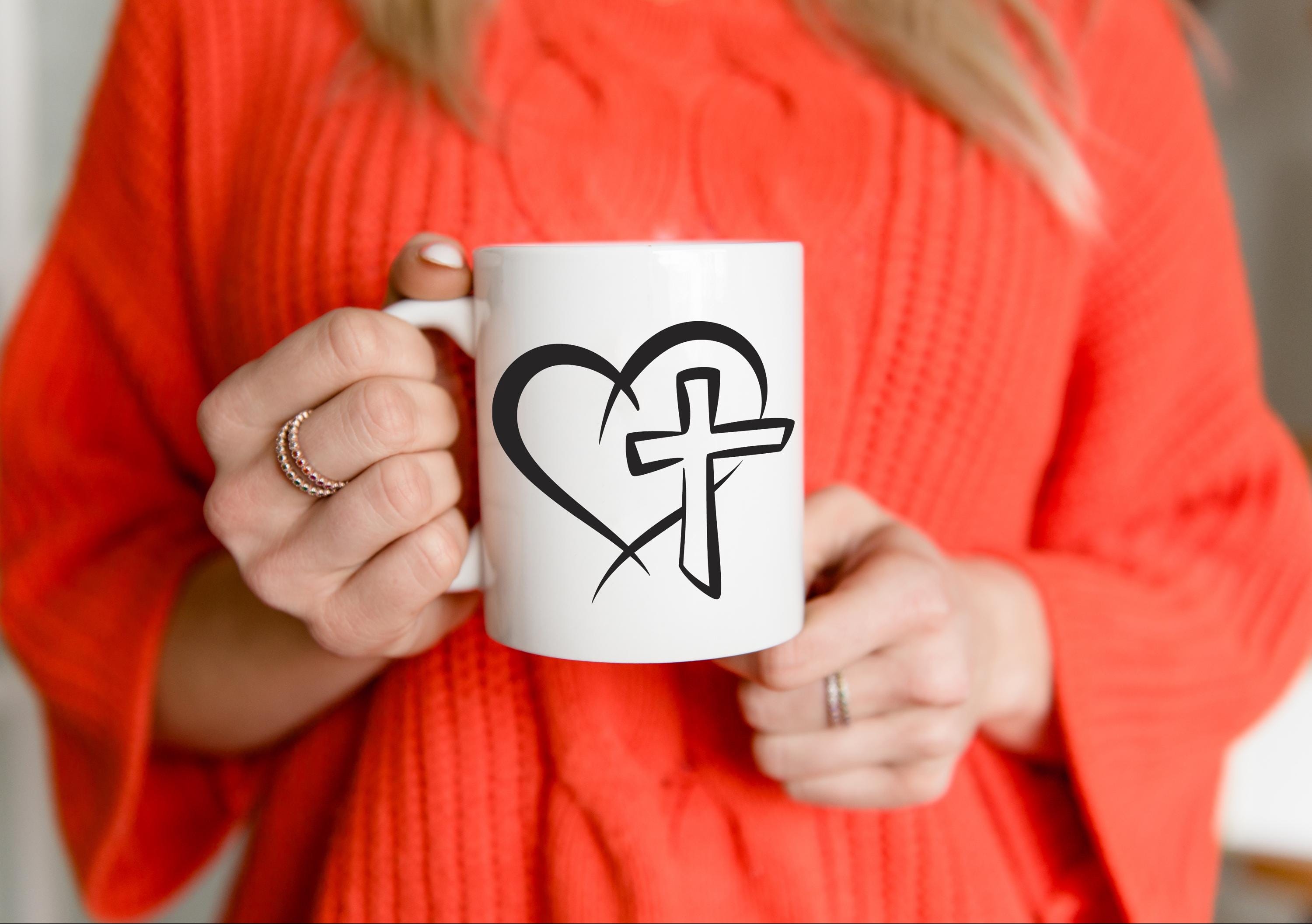 Heart Cross Car Decal, Christian Decal, Faith Decal, Religious Car Decal, Spiritual Gifts, Religious Car Decals, Christian Stickers Laptop