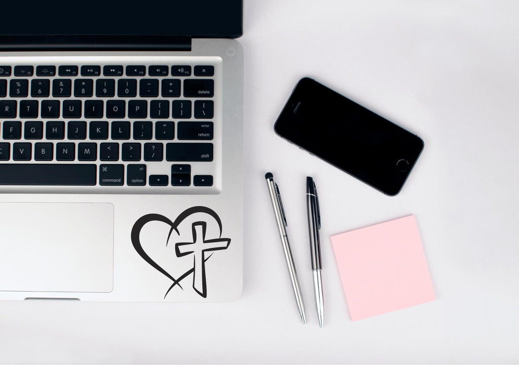 Heart Cross Car Decal, Christian Decal, Faith Decal, Religious Car Decal, Spiritual Gifts, Religious Car Decals, Christian Stickers Laptop