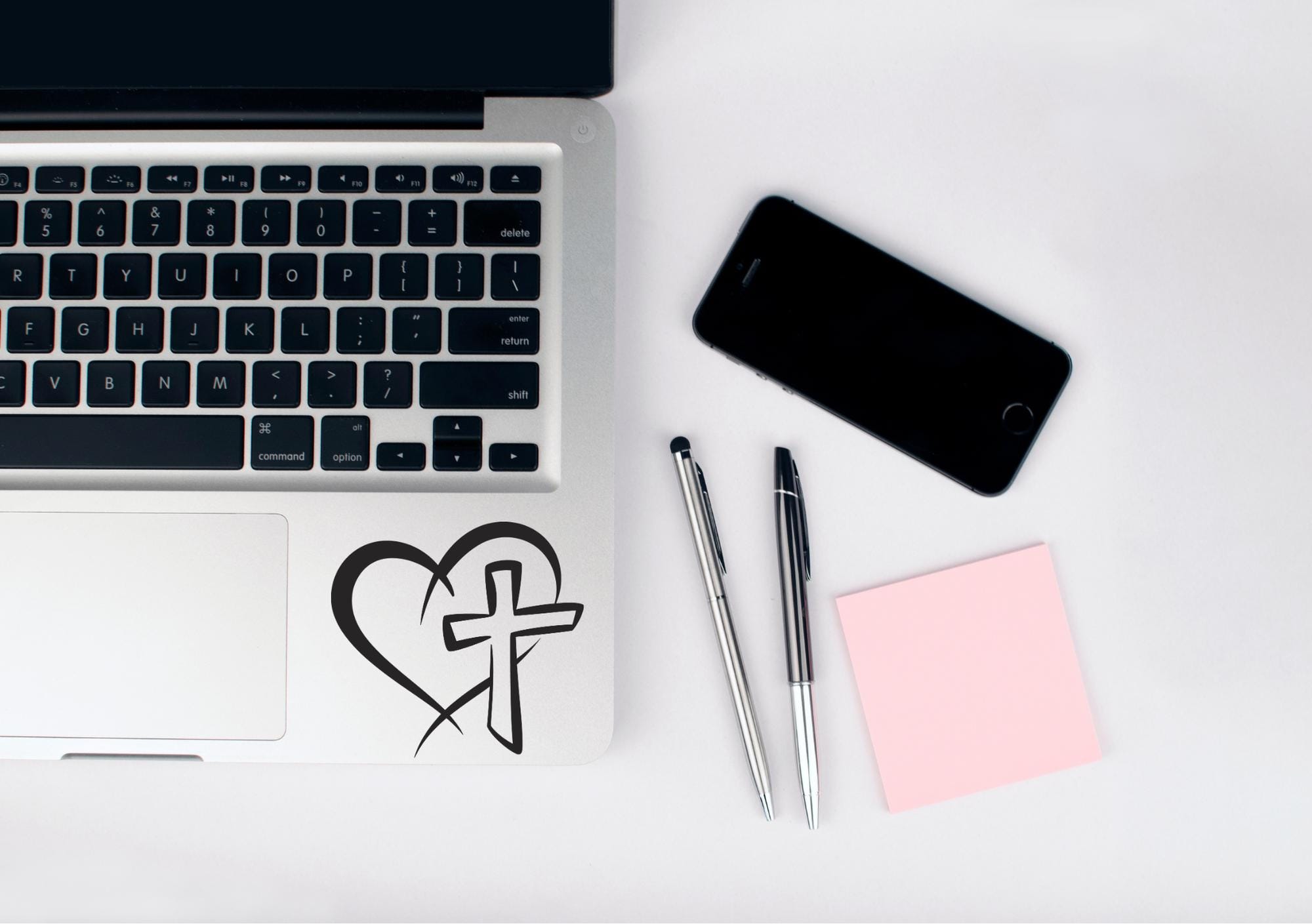 Heart Cross Car Decal, Christian Decal, Faith Decal, Religious Car Decal, Spiritual Gifts, Religious Car Decals, Christian Stickers Laptop