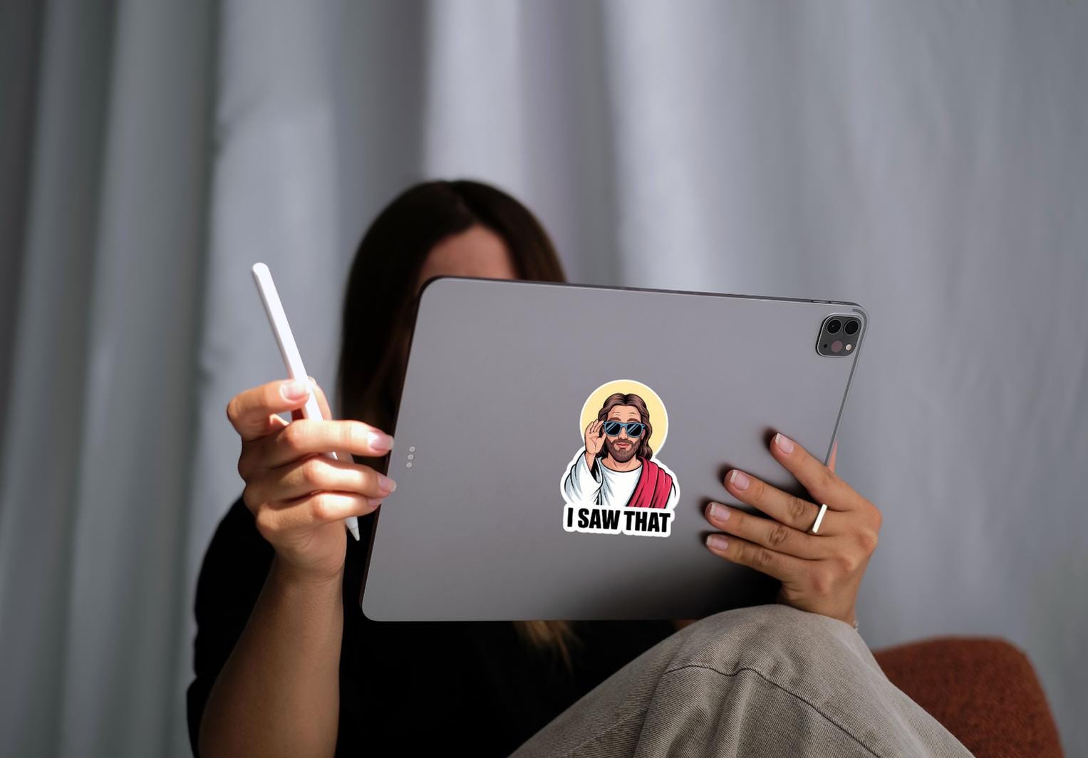 Jesus I Saw That Sticker, Jesus Sticker, Jesus Car Decal, Meme Sticker, Vinyl Decal For Laptops, Water Bottles, Cars, Spiritual Sticker
