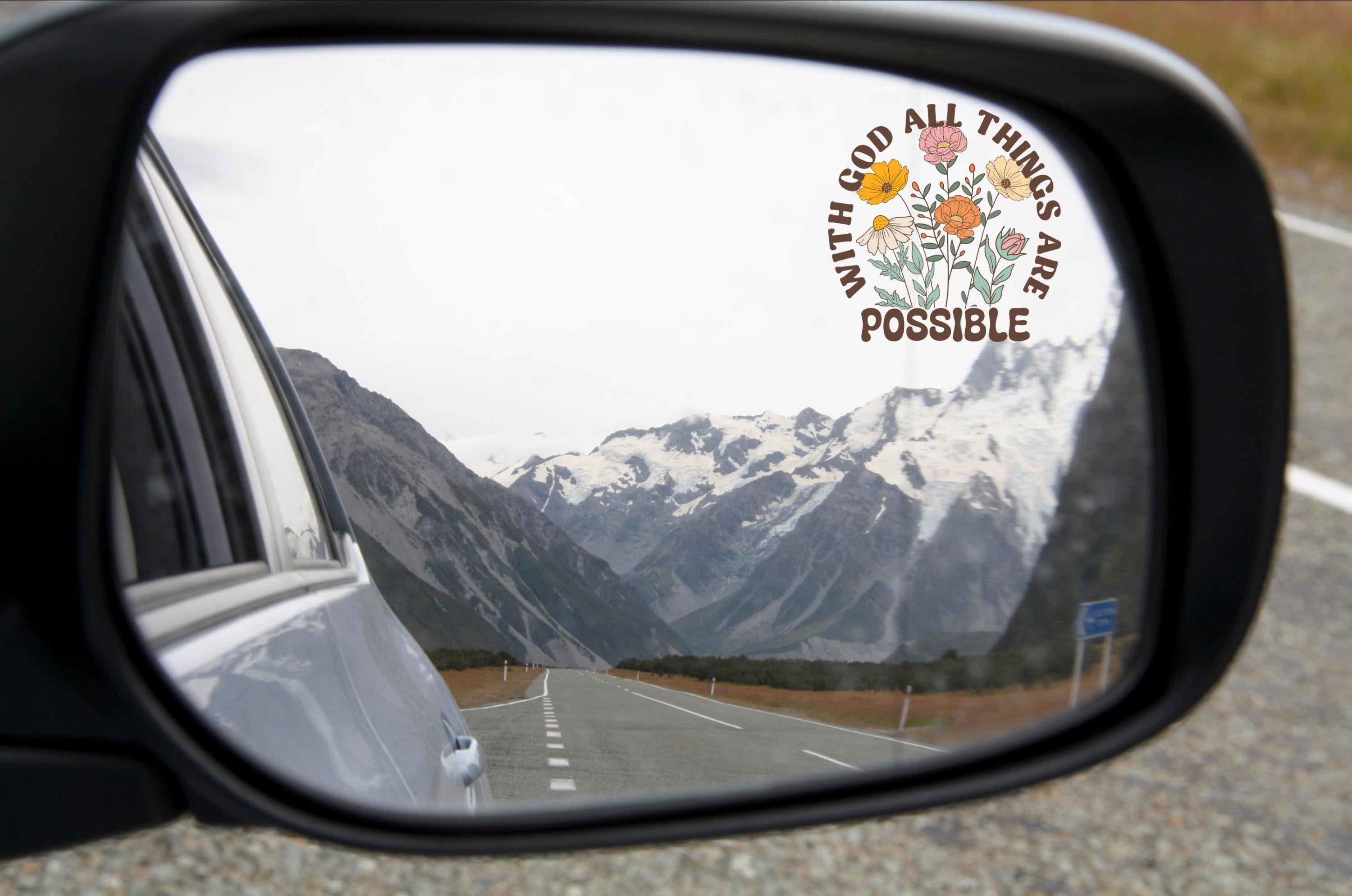 With God All Things are Possible Vinly Decal, Faith Decal, Wildflower Vinly Car Decal, Bible Quote Vinyl Decal, Religious Car Accessories