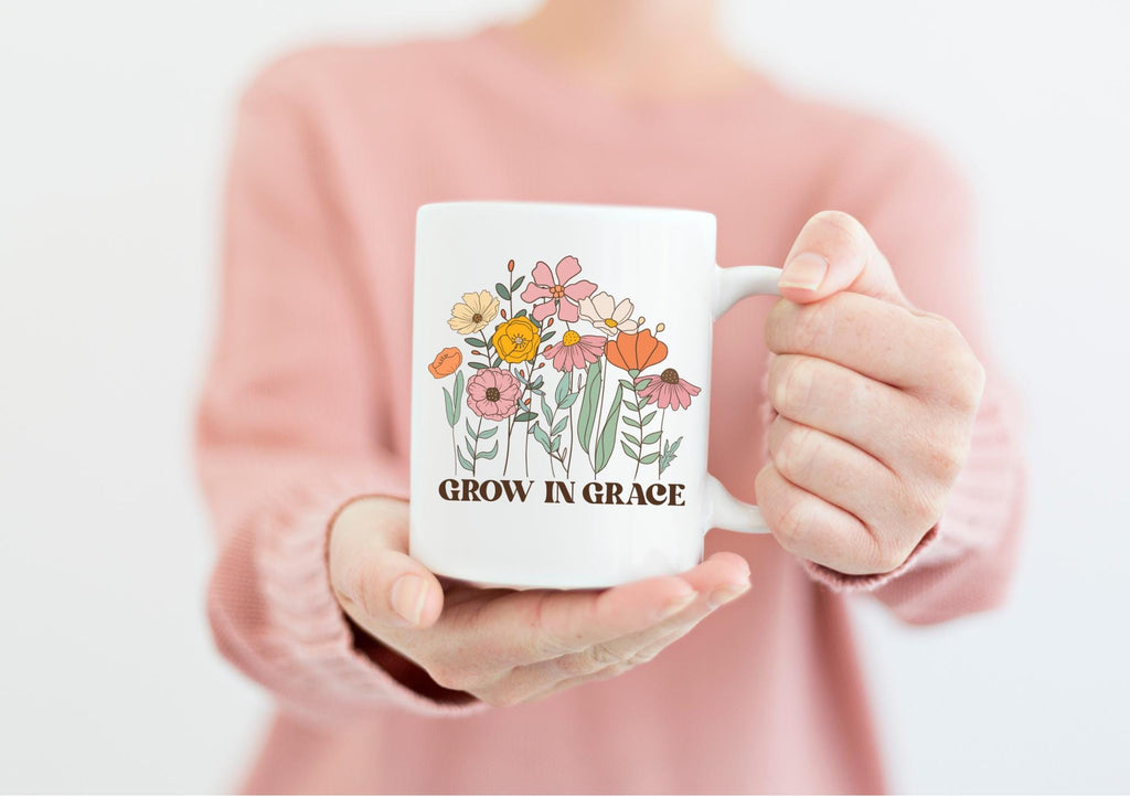 Grow in Grace Decal, Wildflower Decal, Floral Decal, Car Decal, Laptop Decal, Catholic Gifts,Christian Gift Idea,Cup Decal,Catholics Gifts