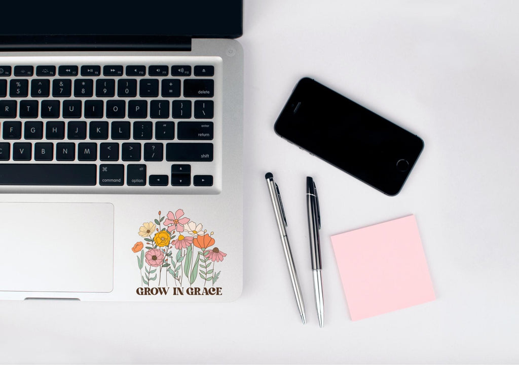 Grow in Grace Decal, Wildflower Decal, Floral Decal, Car Decal, Laptop Decal, Catholic Gifts,Christian Gift Idea,Cup Decal,Catholics Gifts