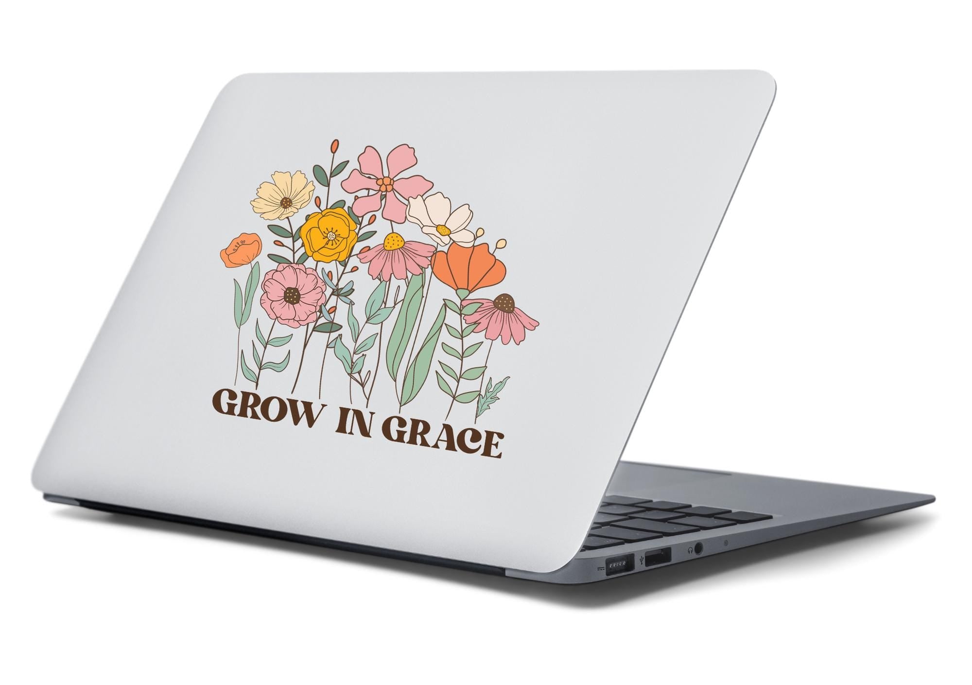 Grow in Grace Decal, Wildflower Decal, Floral Decal, Car Decal, Laptop Decal, Catholic Gifts,Christian Gift Idea,Cup Decal,Catholics Gifts