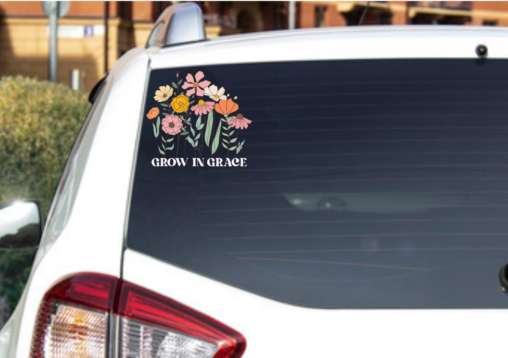 Grow in Grace Decal, Wildflower Decal, Floral Decal, Car Decal, Laptop Decal, Catholic Gifts,Christian Gift Idea,Cup Decal,Catholics Gifts