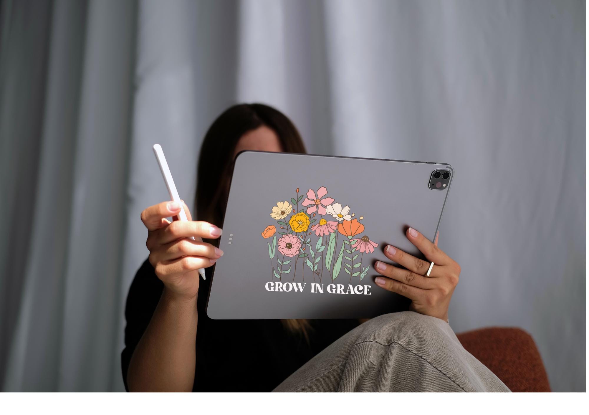 Grow in Grace Decal, Wildflower Decal, Floral Decal, Car Decal, Laptop Decal, Catholic Gifts,Christian Gift Idea,Cup Decal,Catholics Gifts