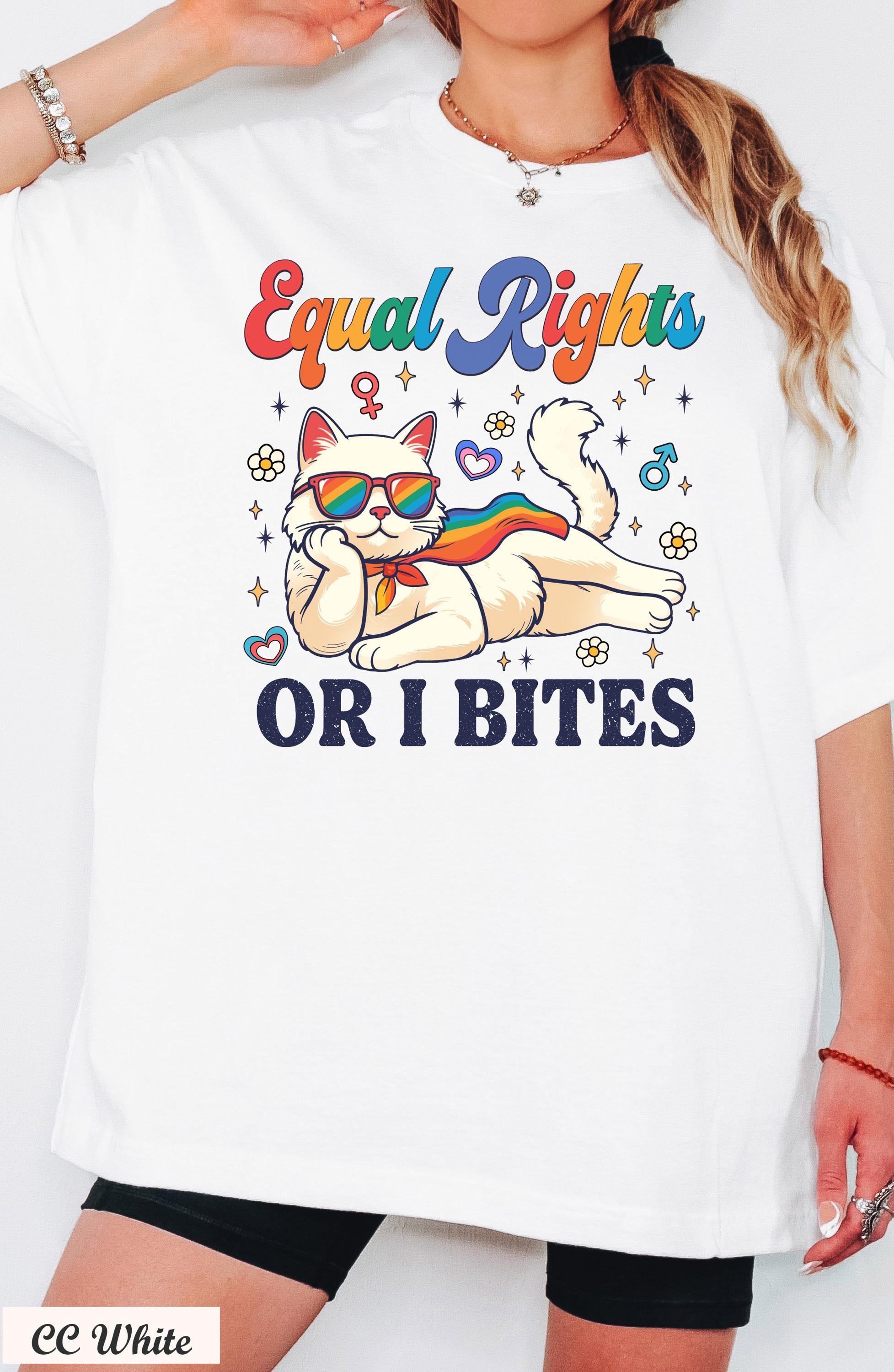 Equal Rights Or I Bites Shirt, Feminist Cat Shirt, Women's Rights Tee, Rights Tee, LGBTQ Pride Shirt, Pride Parade shirt, Pride Month Shirt