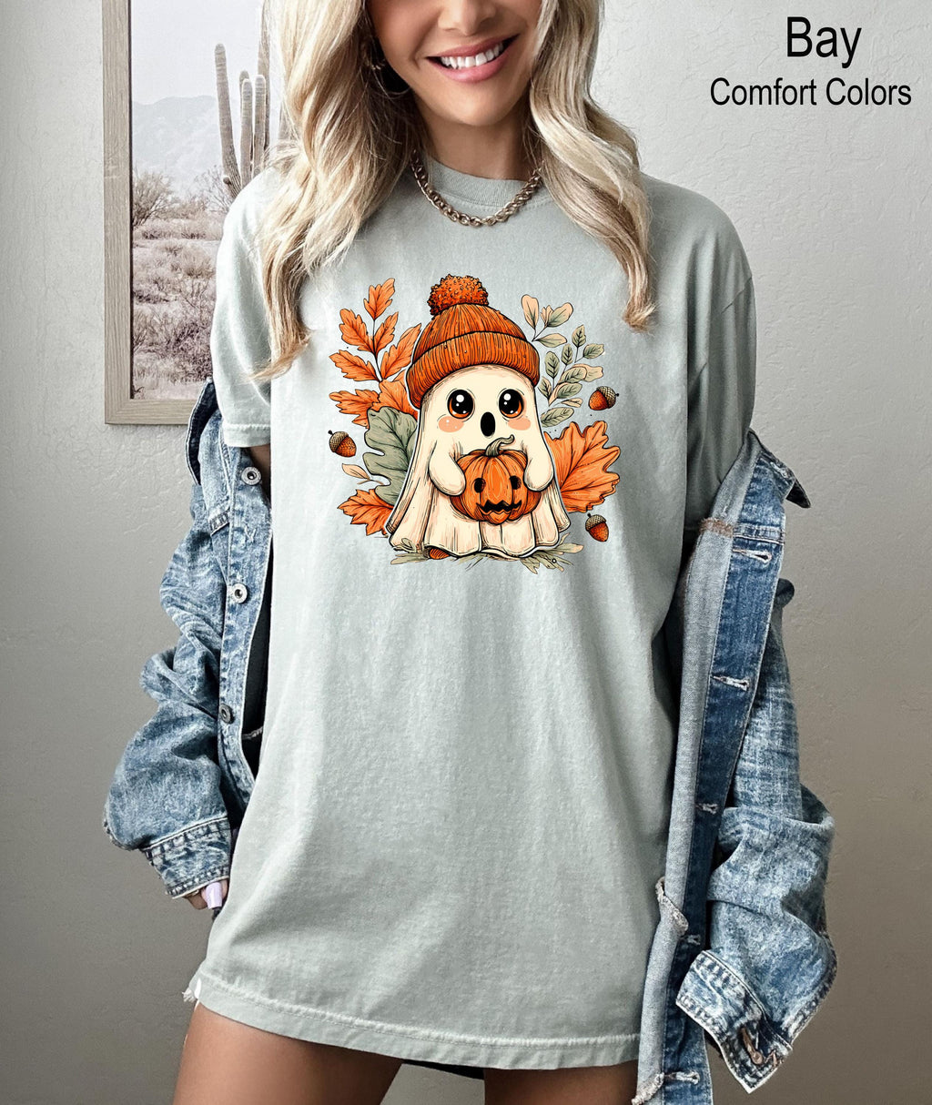 Halloween Ghost and Pumpkin Shirt,Cute Ghost Shirt, Cute Fall Shirt, Spooky Season Shirt, Gift For Halloween, Pumpkin Season Tee, Fall Tee