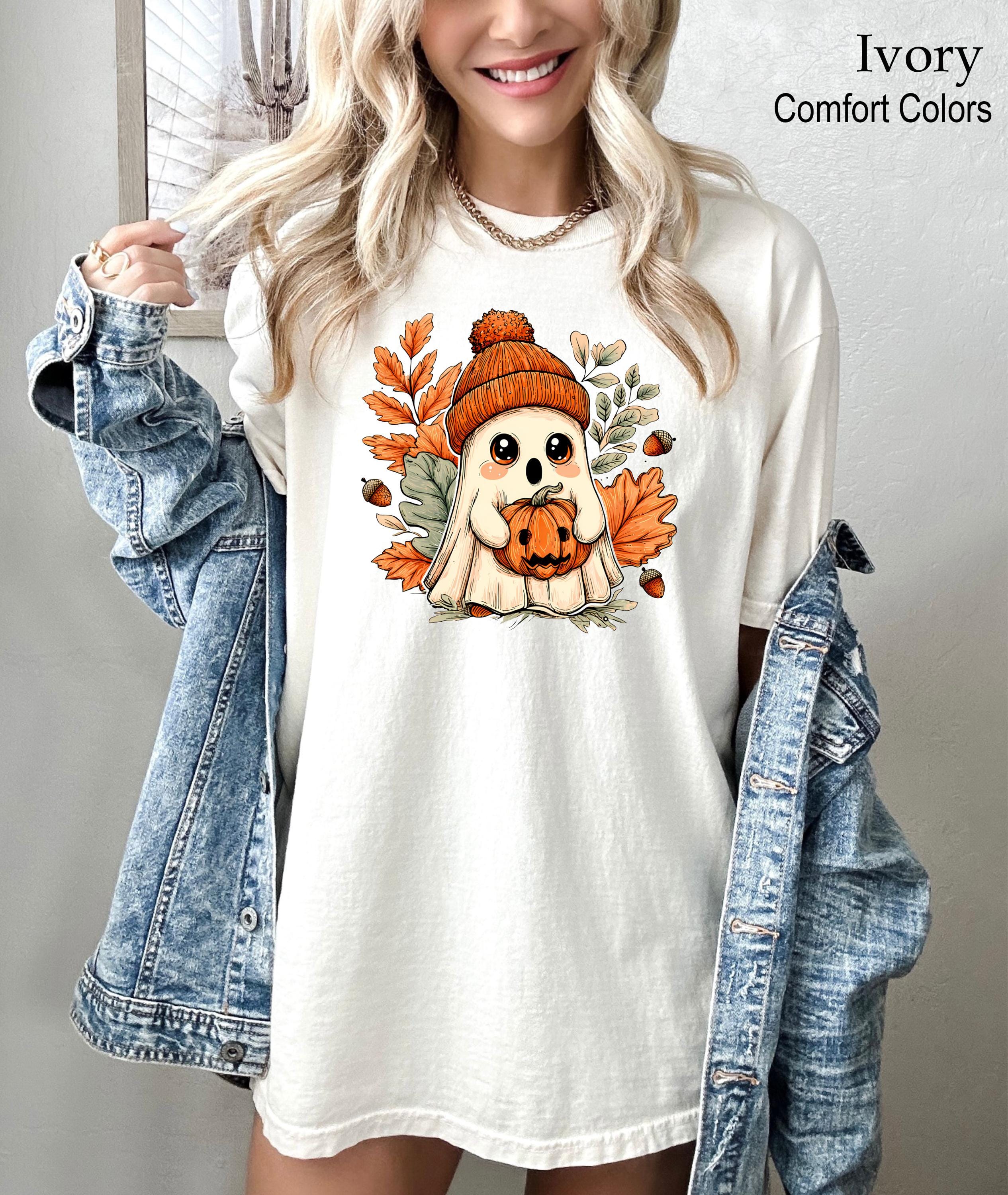 Halloween Ghost and Pumpkin Shirt,Cute Ghost Shirt, Cute Fall Shirt, Spooky Season Shirt, Gift For Halloween, Pumpkin Season Tee, Fall Tee