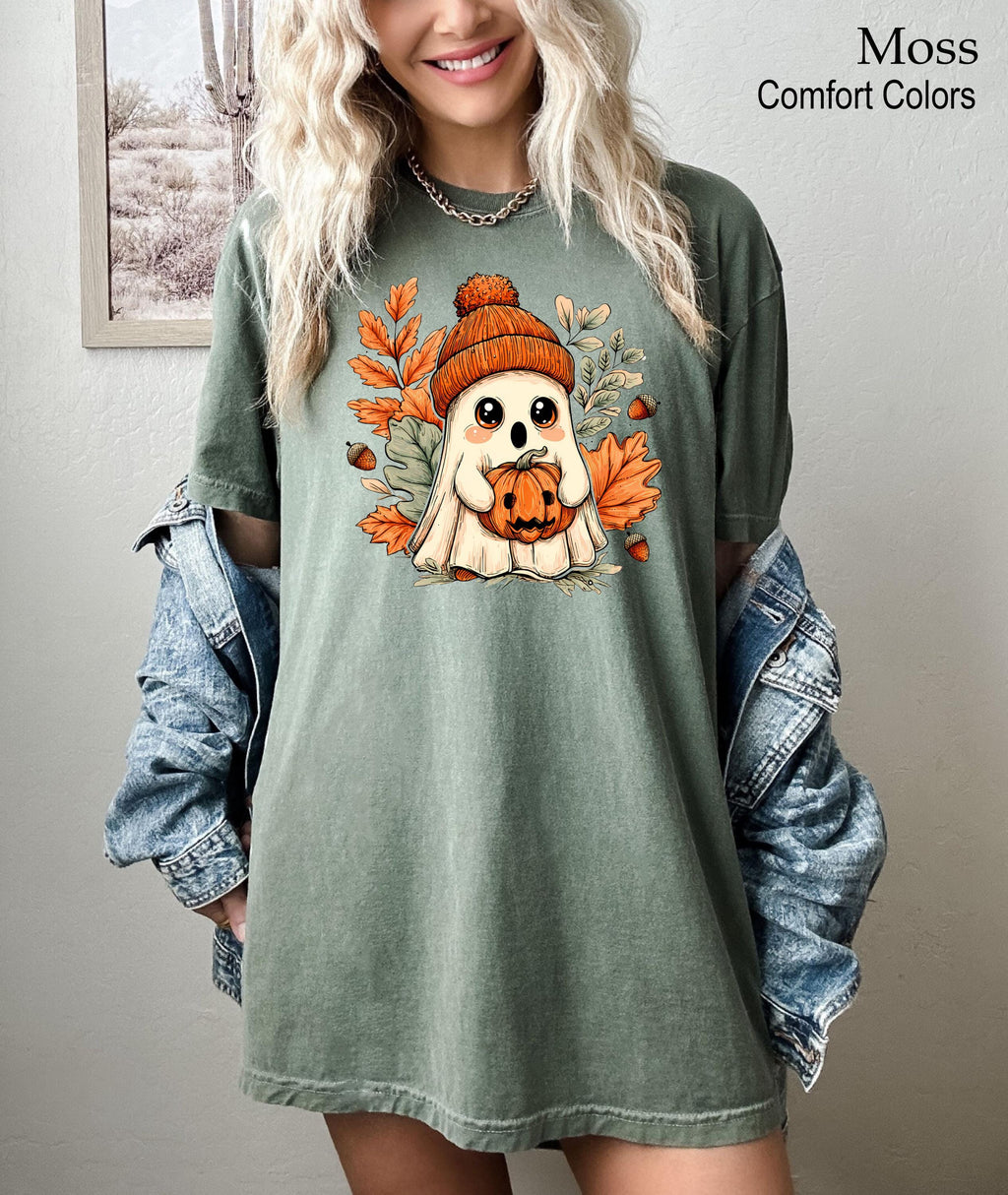 Halloween Ghost and Pumpkin Shirt,Cute Ghost Shirt, Cute Fall Shirt, Spooky Season Shirt, Gift For Halloween, Pumpkin Season Tee, Fall Tee