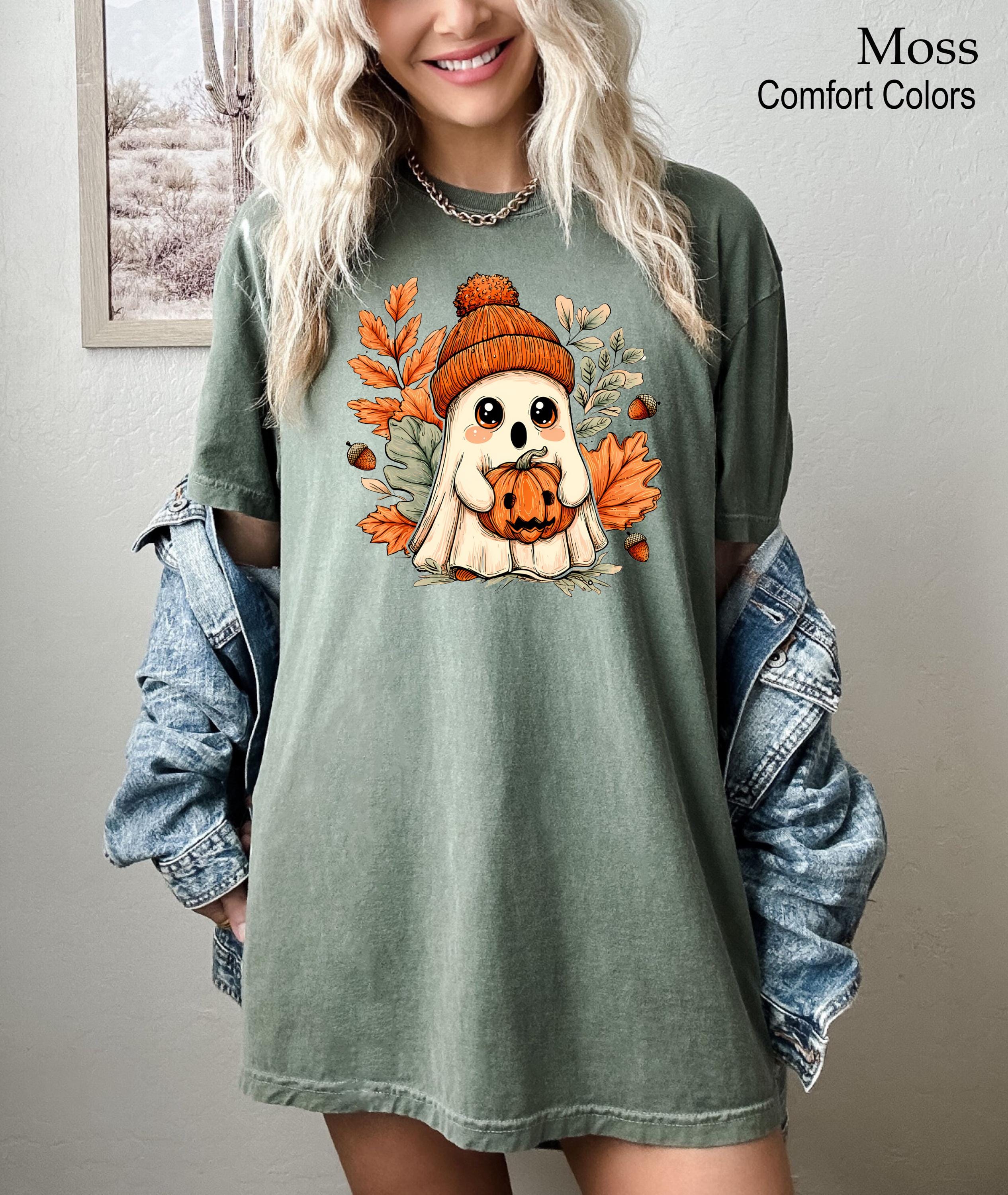 Halloween Ghost and Pumpkin Shirt,Cute Ghost Shirt, Cute Fall Shirt, Spooky Season Shirt, Gift For Halloween, Pumpkin Season Tee, Fall Tee