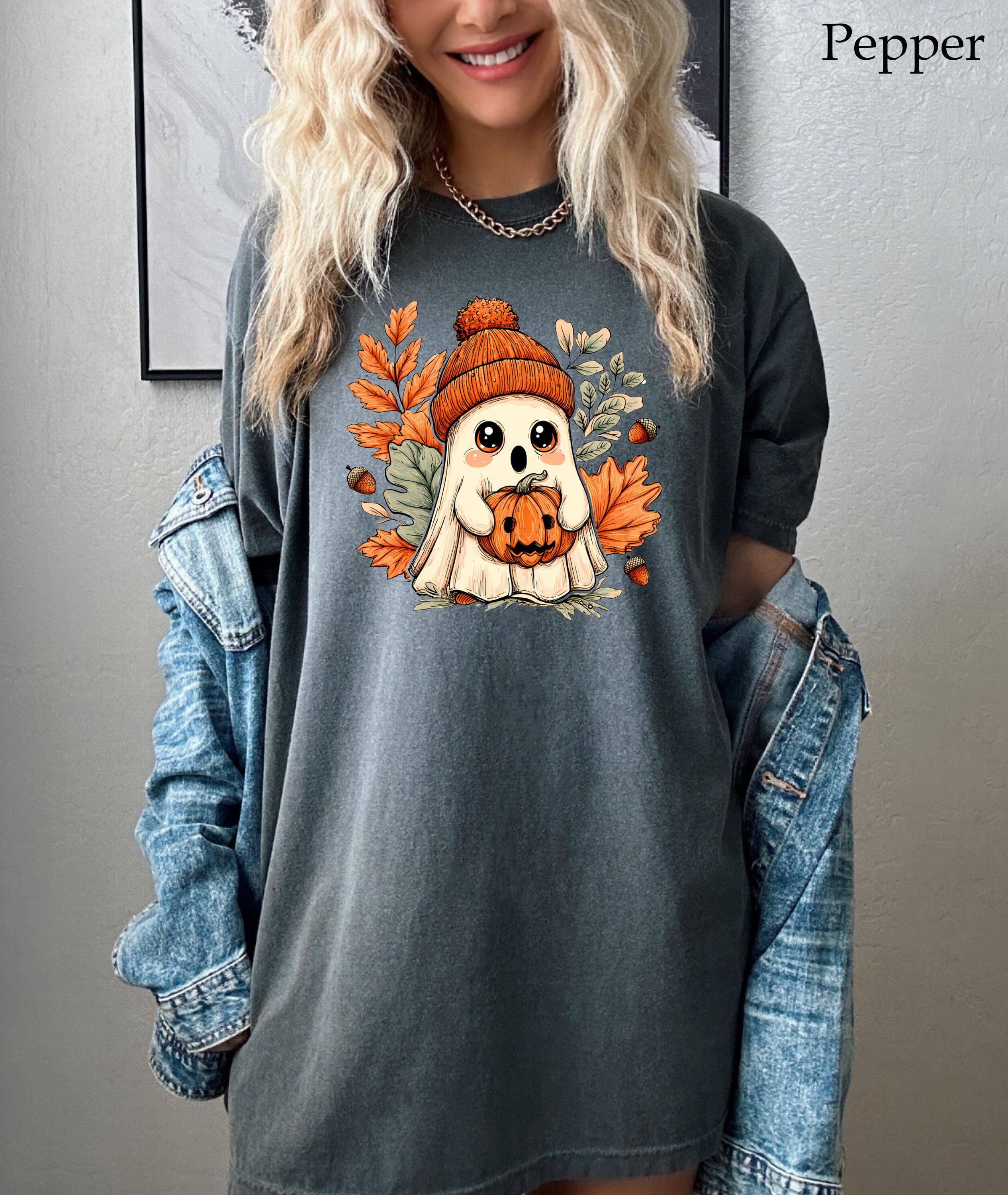 Halloween Ghost and Pumpkin Shirt,Cute Ghost Shirt, Cute Fall Shirt, Spooky Season Shirt, Gift For Halloween, Pumpkin Season Tee, Fall Tee