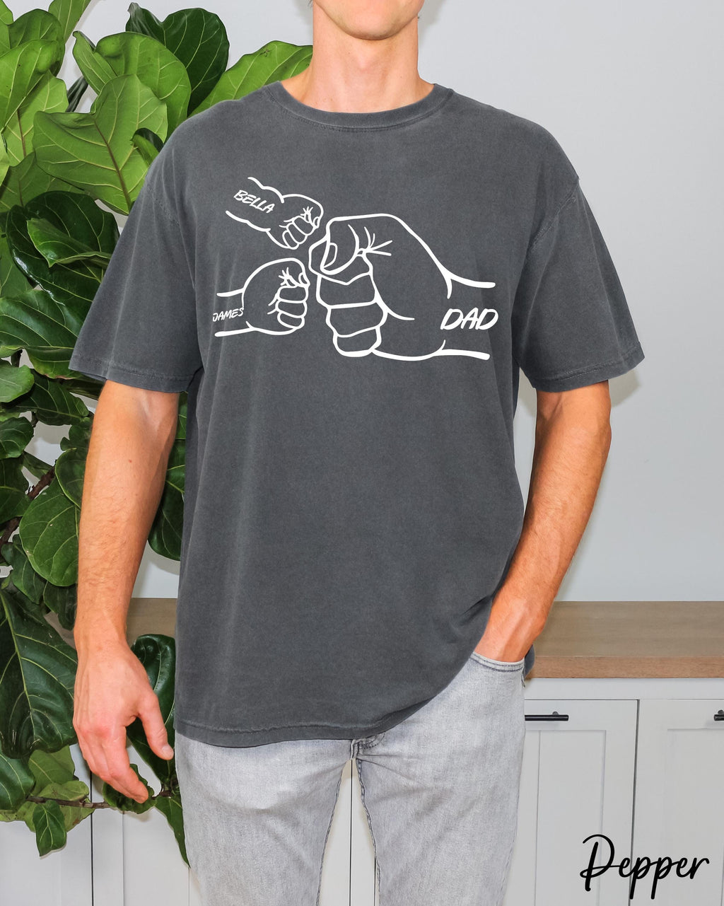 Personalized Dad Raised Fist Bump T-Shirt, Father's Day Gift, New Dad Shirt, Dad Shirt With Kids Names,Grandpa Shirt,Birthday Gift Dad Tee