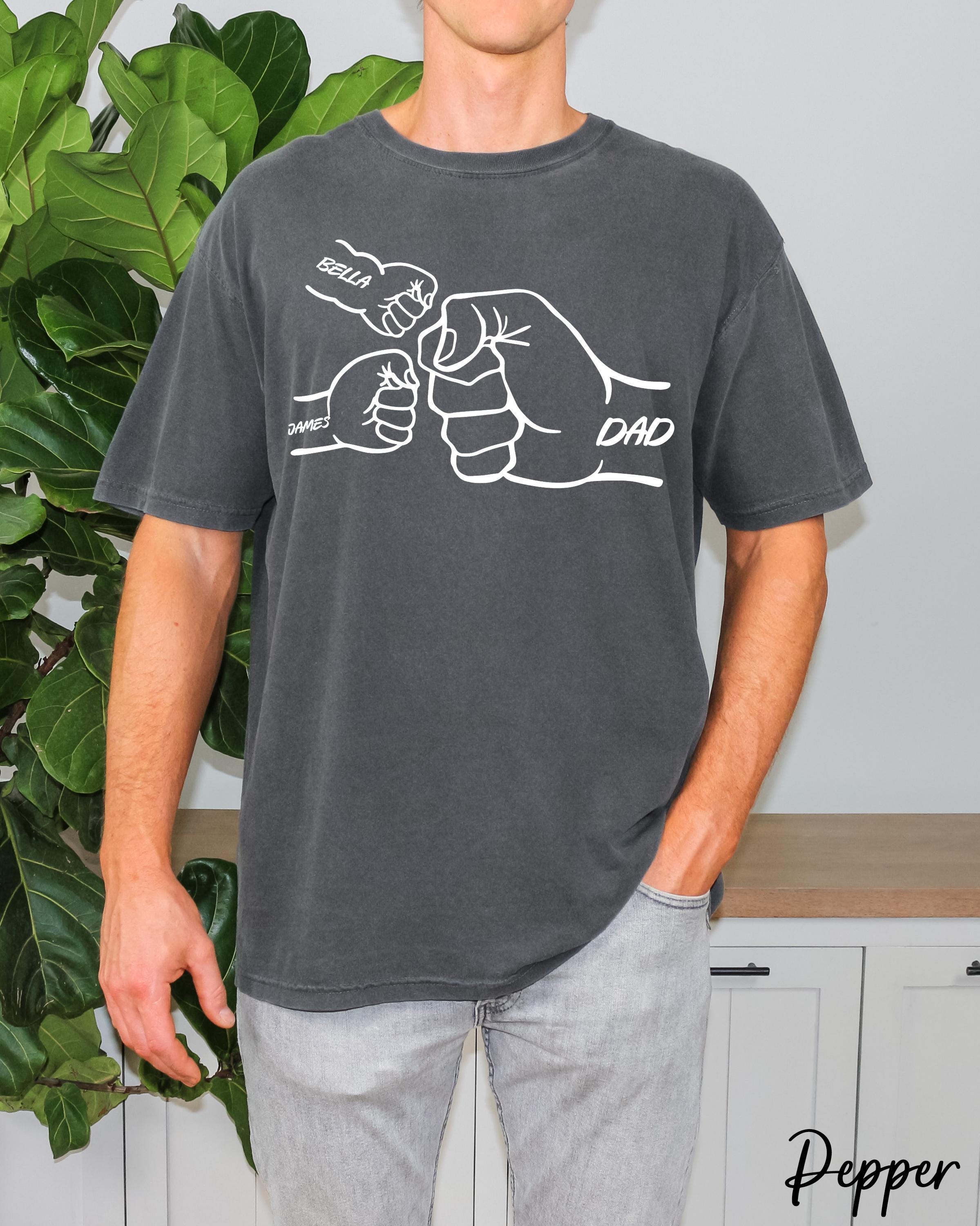 Personalized Dad Raised Fist Bump T-Shirt, Father's Day Gift, New Dad Shirt, Dad Shirt With Kids Names,Grandpa Shirt,Birthday Gift Dad Tee