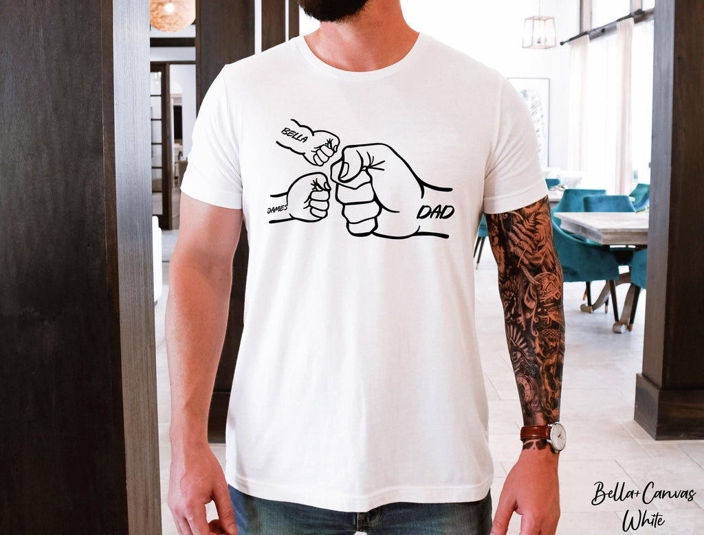 Personalized Dad Raised Fist Bump T-Shirt, Father's Day Gift, New Dad Shirt, Dad Shirt With Kids Names,Grandpa Shirt,Birthday Gift Dad Tee
