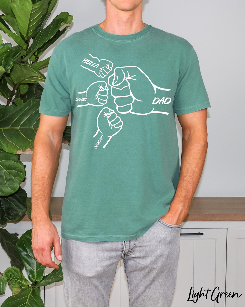 Personalized Dad Raised Fist Bump T-Shirt, Father's Day Gift, New Dad Shirt, Dad Shirt With Kids Names,Grandpa Shirt,Birthday Gift Dad Tee