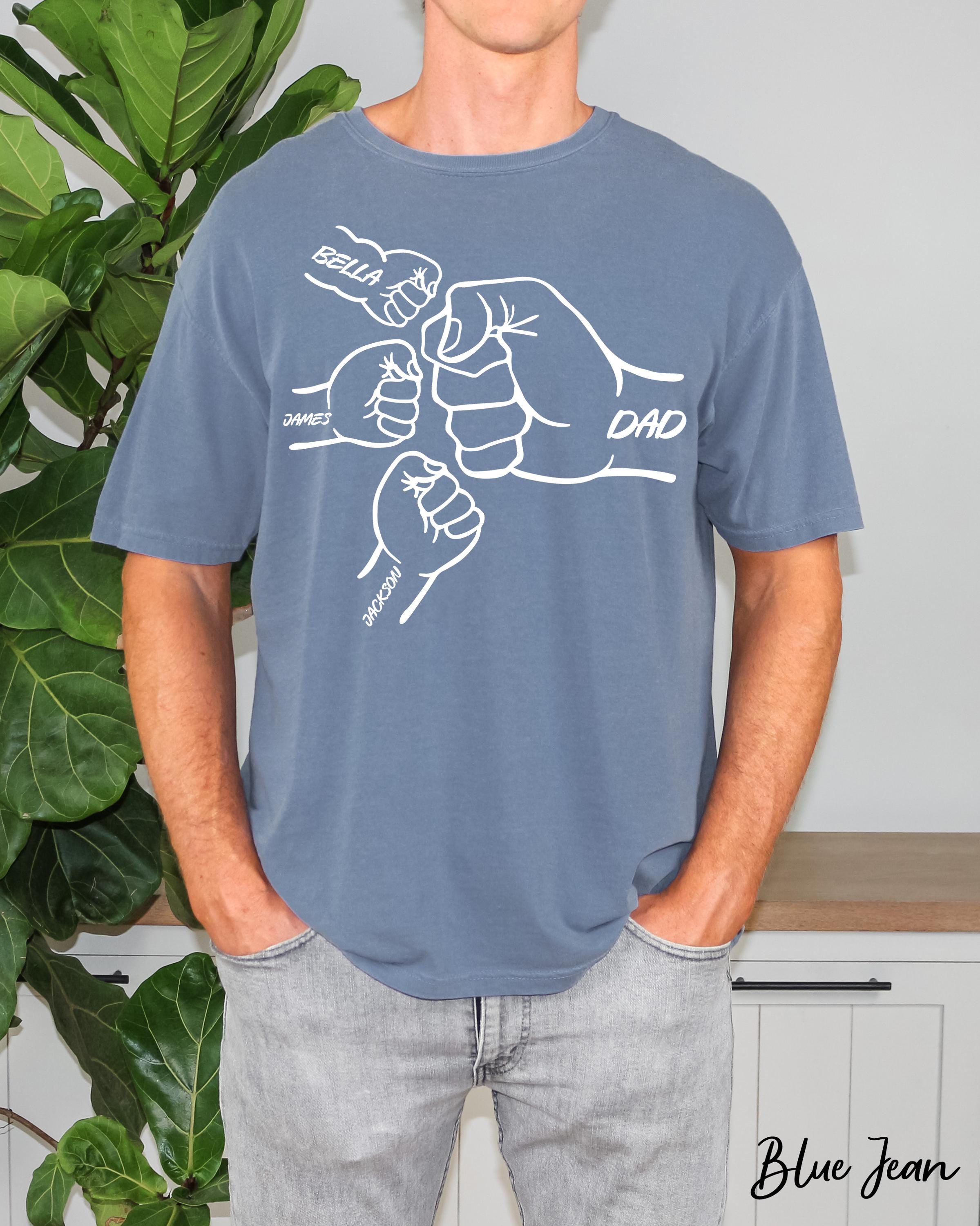 Personalized Dad Raised Fist Bump T-Shirt, Father's Day Gift, New Dad Shirt, Dad Shirt With Kids Names,Grandpa Shirt,Birthday Gift Dad Tee