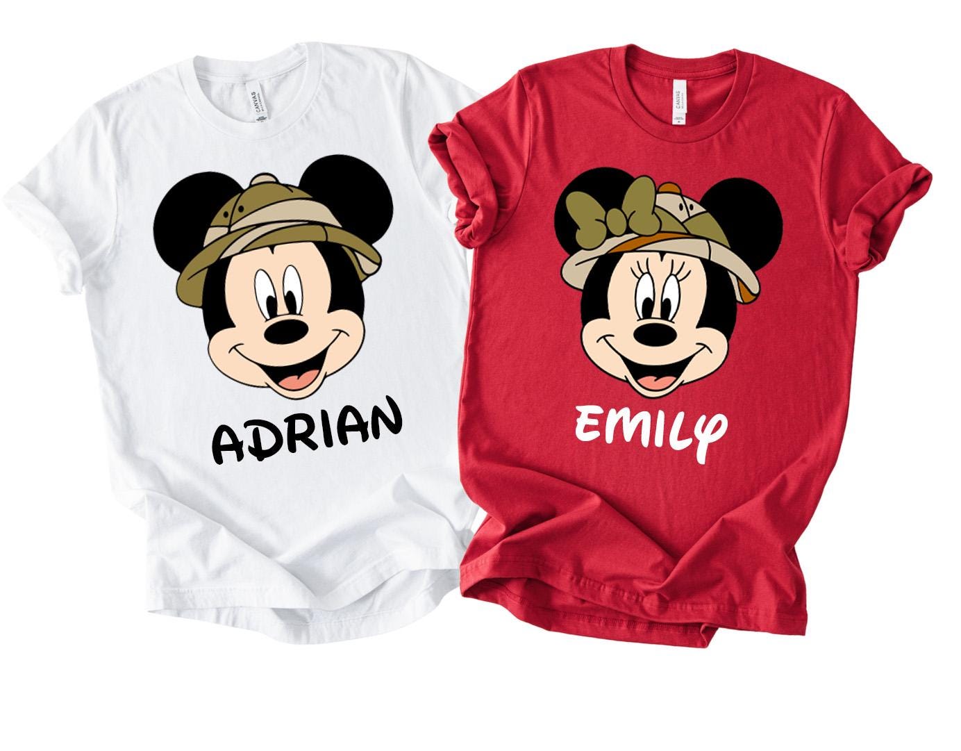 Custom Name Disney Safari Mickey and Minnie Couple Shirt,Custom Animal Kingdom Safari Tee,Disney Mickey Minnie Safari Mode, Couple Shirts