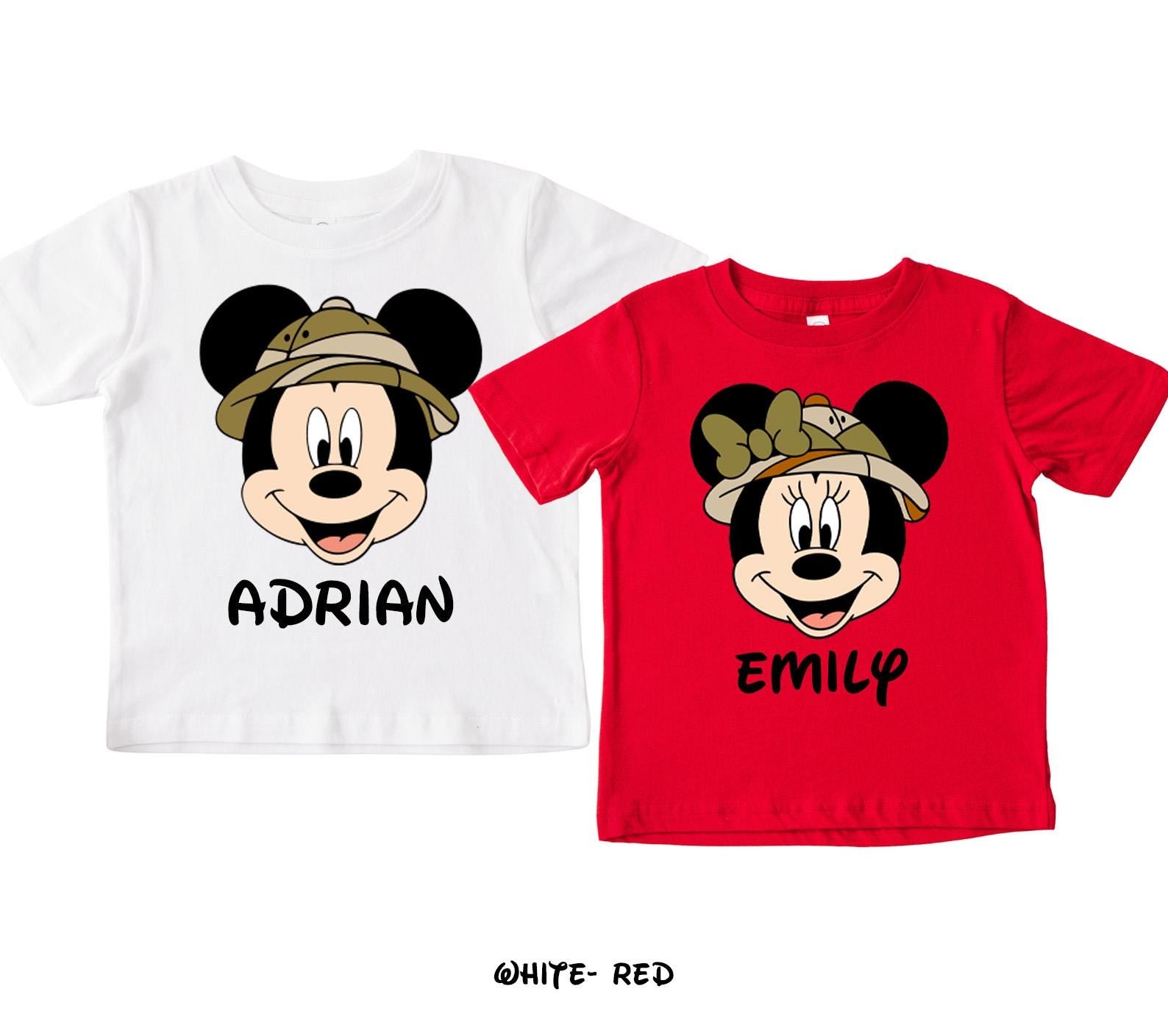 Custom Name Disney Safari Mickey and Minnie Couple Shirt,Custom Animal Kingdom Safari Tee,Disney Mickey Minnie Safari Mode, Couple Shirts