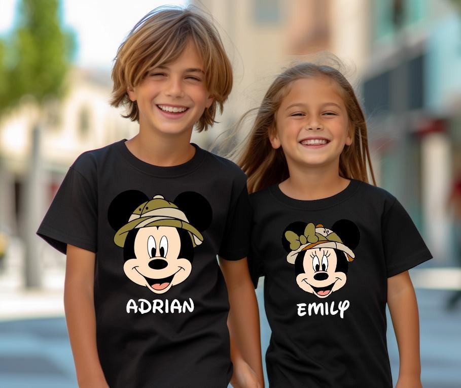 Custom Name Disney Safari Mickey and Minnie Couple Shirt,Custom Animal Kingdom Safari Tee,Disney Mickey Minnie Safari Mode, Couple Shirts