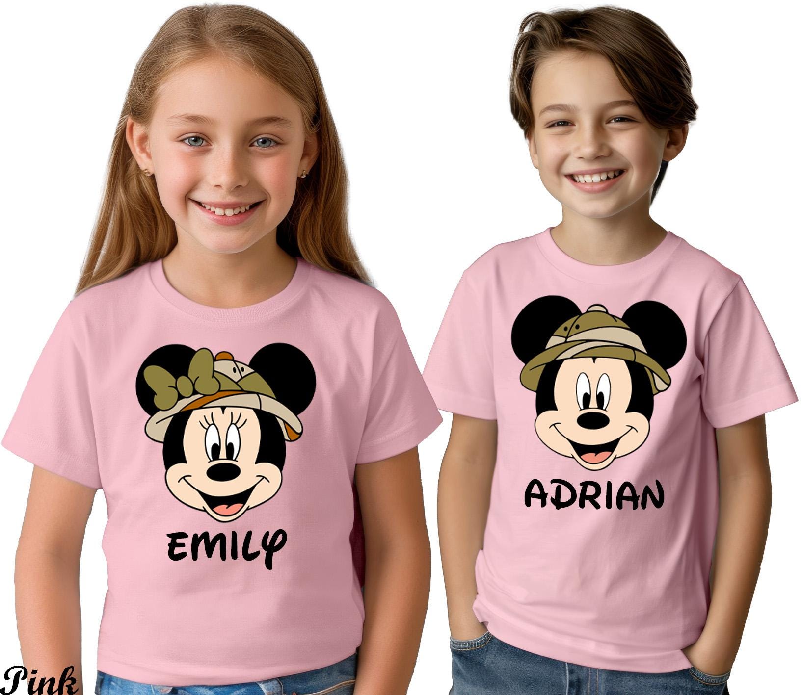 Custom Name Disney Safari Mickey and Minnie Couple Shirt,Custom Animal Kingdom Safari Tee,Disney Mickey Minnie Safari Mode, Couple Shirts