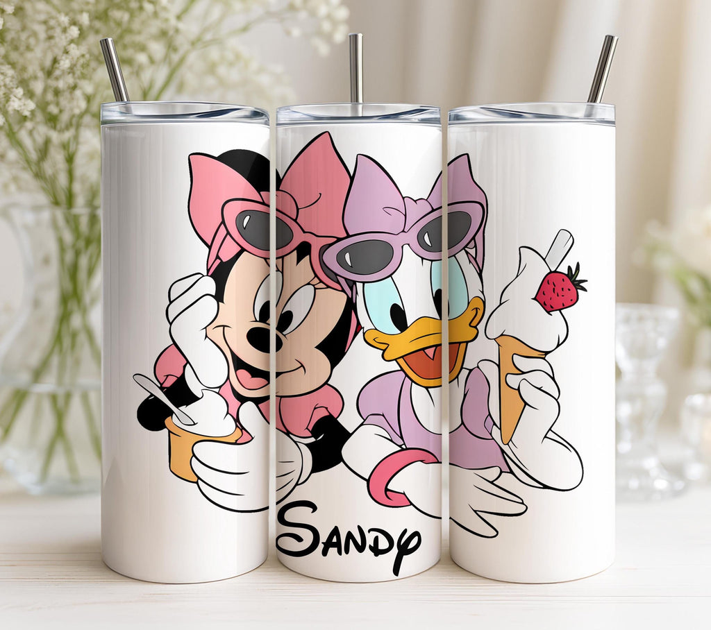 Personalized Daisy Duck Tumbler, Custom Minnie Mouse Tumbler with Name, Friendship Gift, Cute Disney Tumbler, Stainless Steel Cup for Women