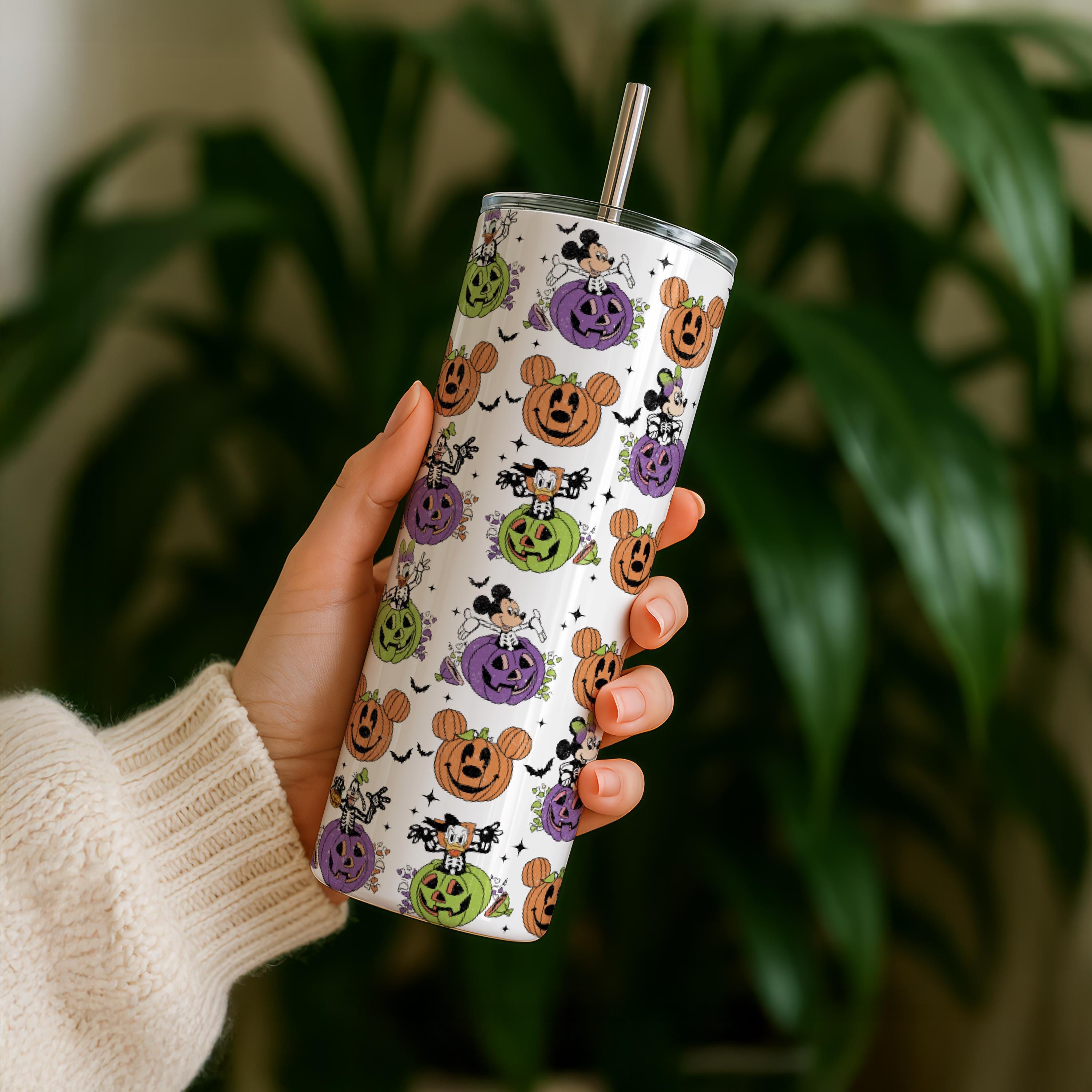 Mickey Mouse Halloween Tumbler, Disneyland 20oz Tumbler, Mickey Pumpkin Head Tumbler, Halloween Pumpkin Mickey Tumbler, Spooky Travel Mug