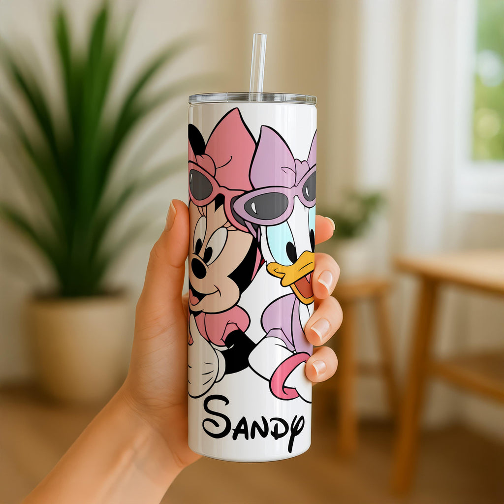 Personalized Daisy Duck Tumbler, Custom Minnie Mouse Tumbler with Name, Friendship Gift, Cute Disney Tumbler, Stainless Steel Cup for Women