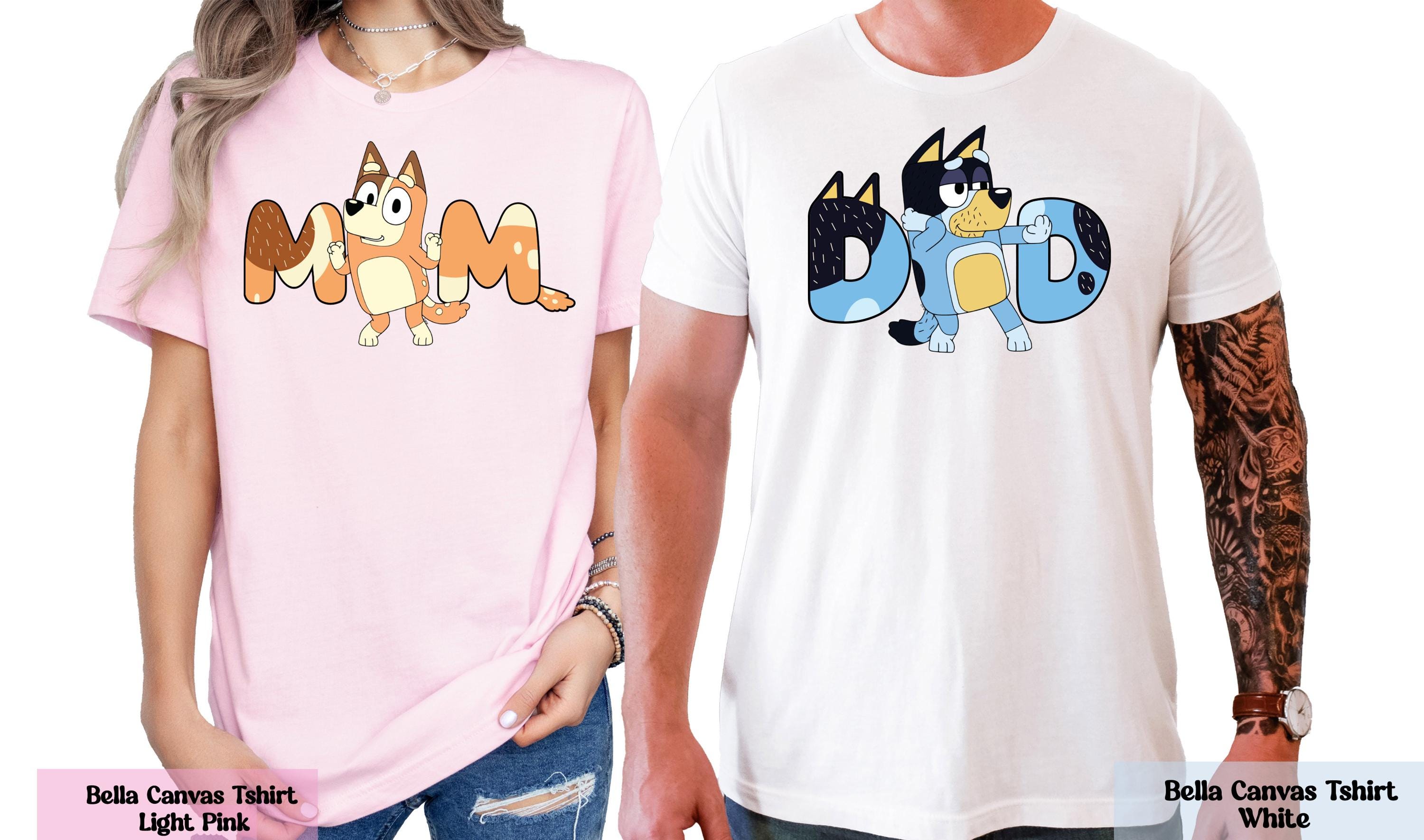 Bluey Matching Couple Shirt, Bluey Dad Shirt, Bluey Mom Shirt, Birthday Party Shirt, Funny Dad Shirts, Cute Mom Tee, Mom Dad Cartoon Shirt
