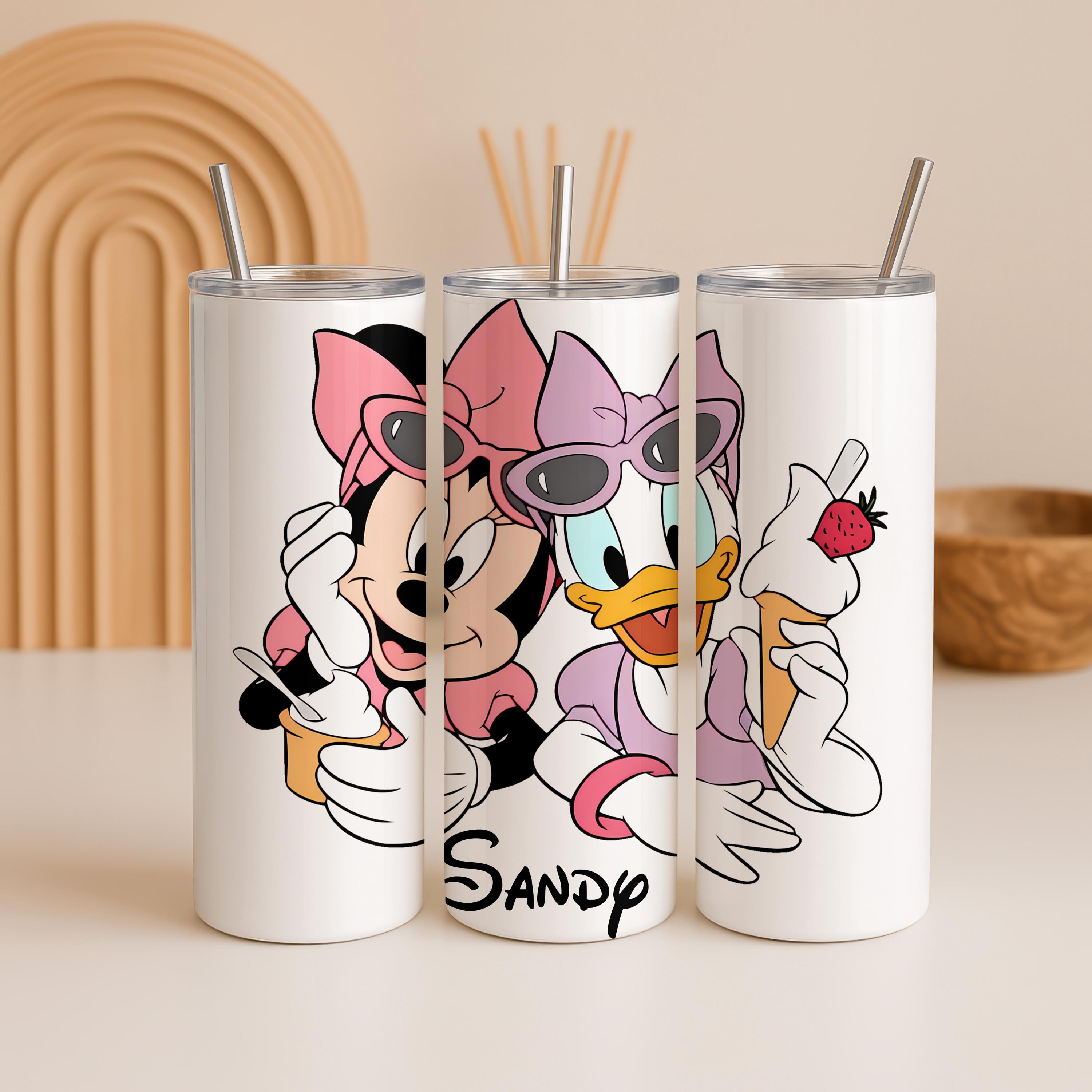 Personalized Daisy Duck Tumbler, Custom Minnie Mouse Tumbler with Name, Friendship Gift, Cute Disney Tumbler, Stainless Steel Cup for Women