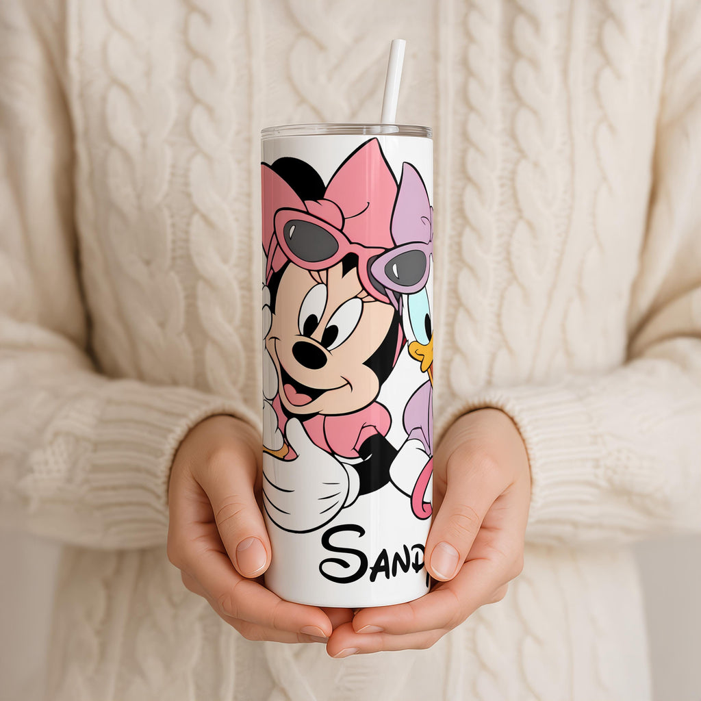 Personalized Daisy Duck Tumbler, Custom Minnie Mouse Tumbler with Name, Friendship Gift, Cute Disney Tumbler, Stainless Steel Cup for Women