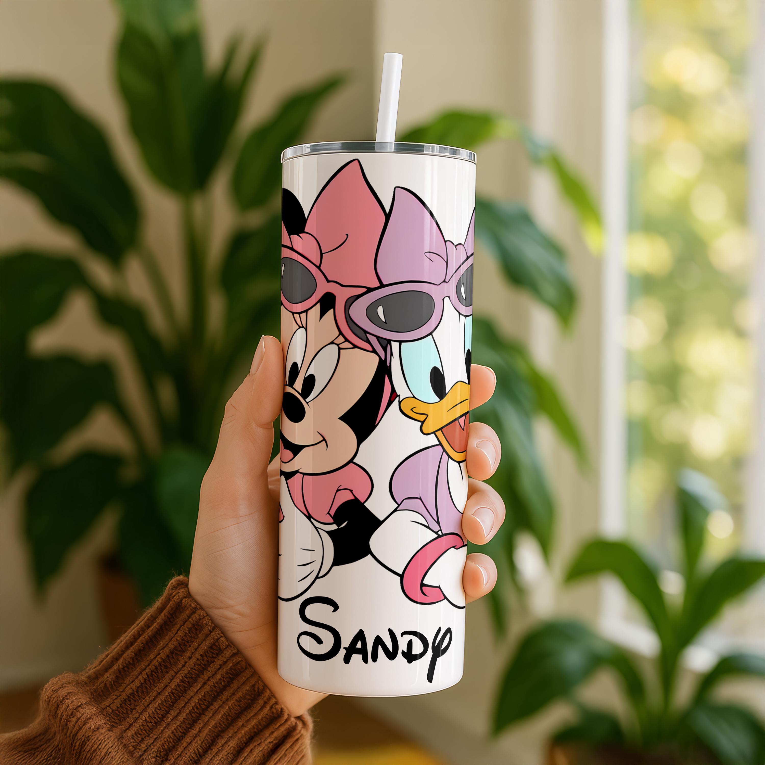 Personalized Daisy Duck Tumbler, Custom Minnie Mouse Tumbler with Name, Friendship Gift, Cute Disney Tumbler, Stainless Steel Cup for Women