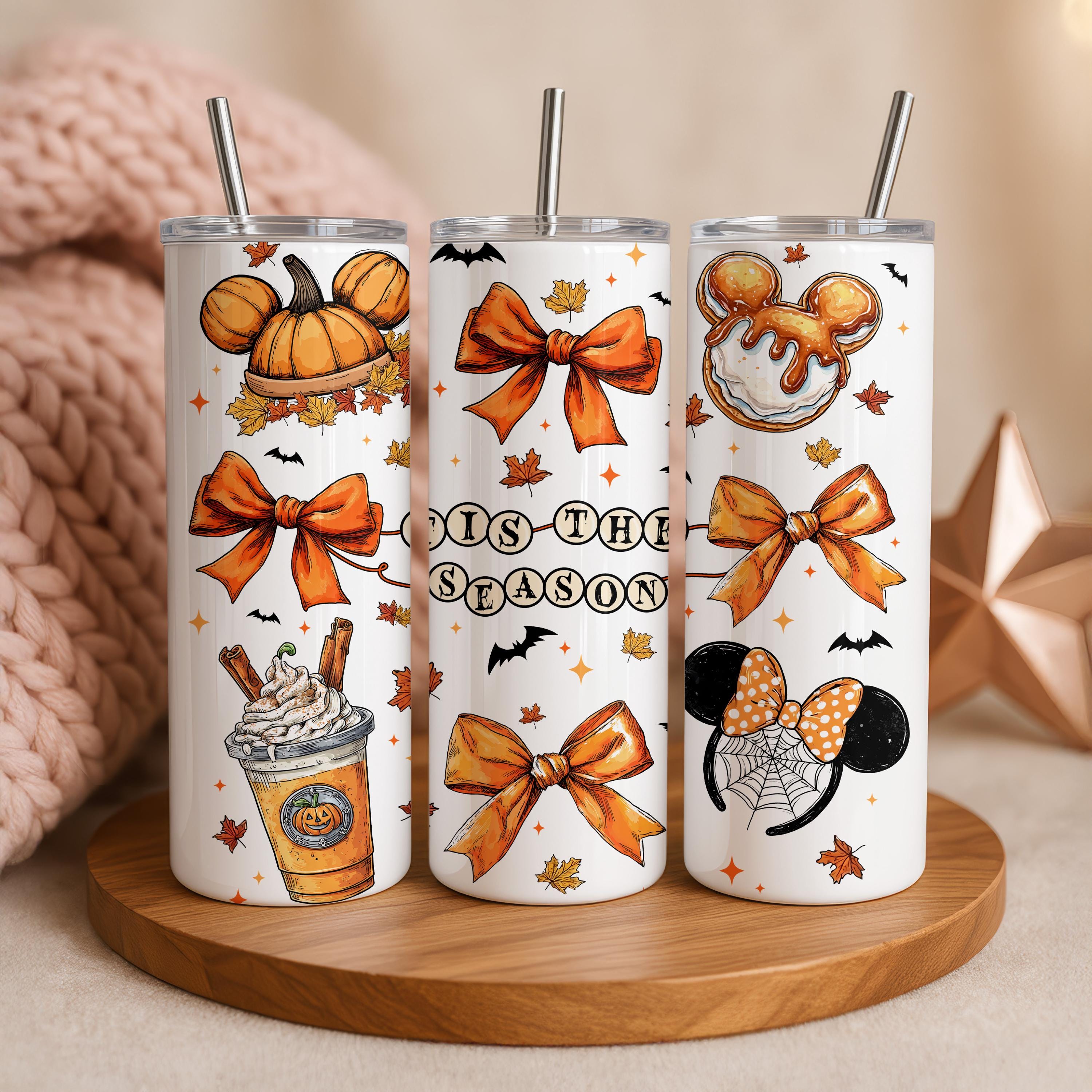 Mickey Mouse Pumpkin Head Tumbler, Tis the Season Tumbler, Cozy Fall Season Tumbler, Pumpkin Spice Tumbler, 20oz Stainless Steel Tumbler