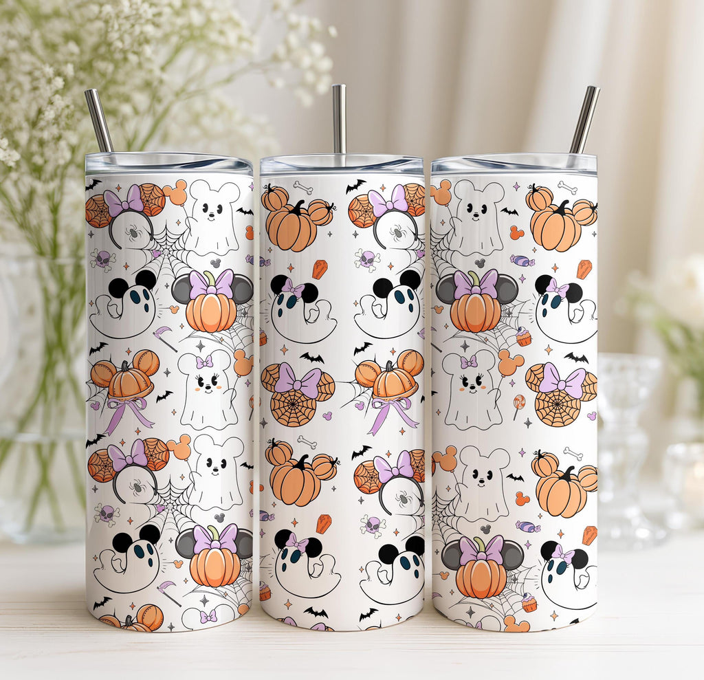 Mickey Ghost Tumbler, Disney Gift, Mickey Halloween Travel Cup, Disney Halloween Cup, Mickey Halloween Pumpkins,Skinny Tumbler Gift for Her