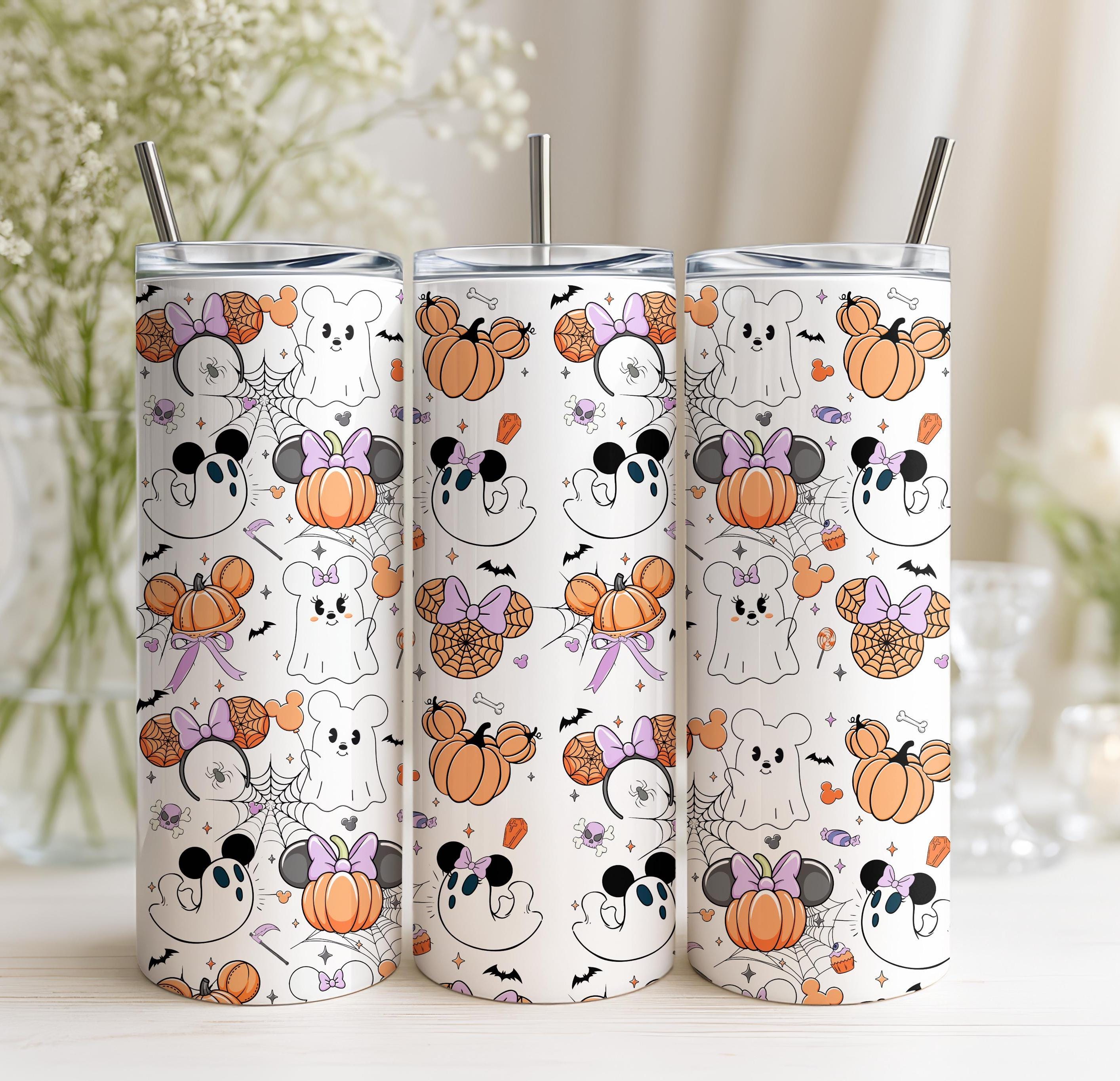 Mickey Ghost Tumbler, Disney Gift, Mickey Halloween Travel Cup, Disney Halloween Cup, Mickey Halloween Pumpkins,Skinny Tumbler Gift for Her