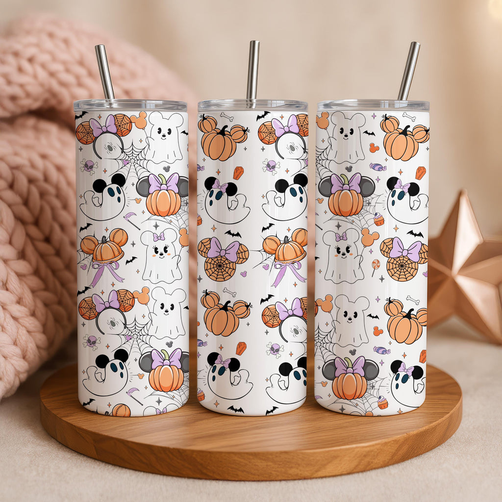 Mickey Ghost Tumbler, Disney Gift, Mickey Halloween Travel Cup, Disney Halloween Cup, Mickey Halloween Pumpkins,Skinny Tumbler Gift for Her