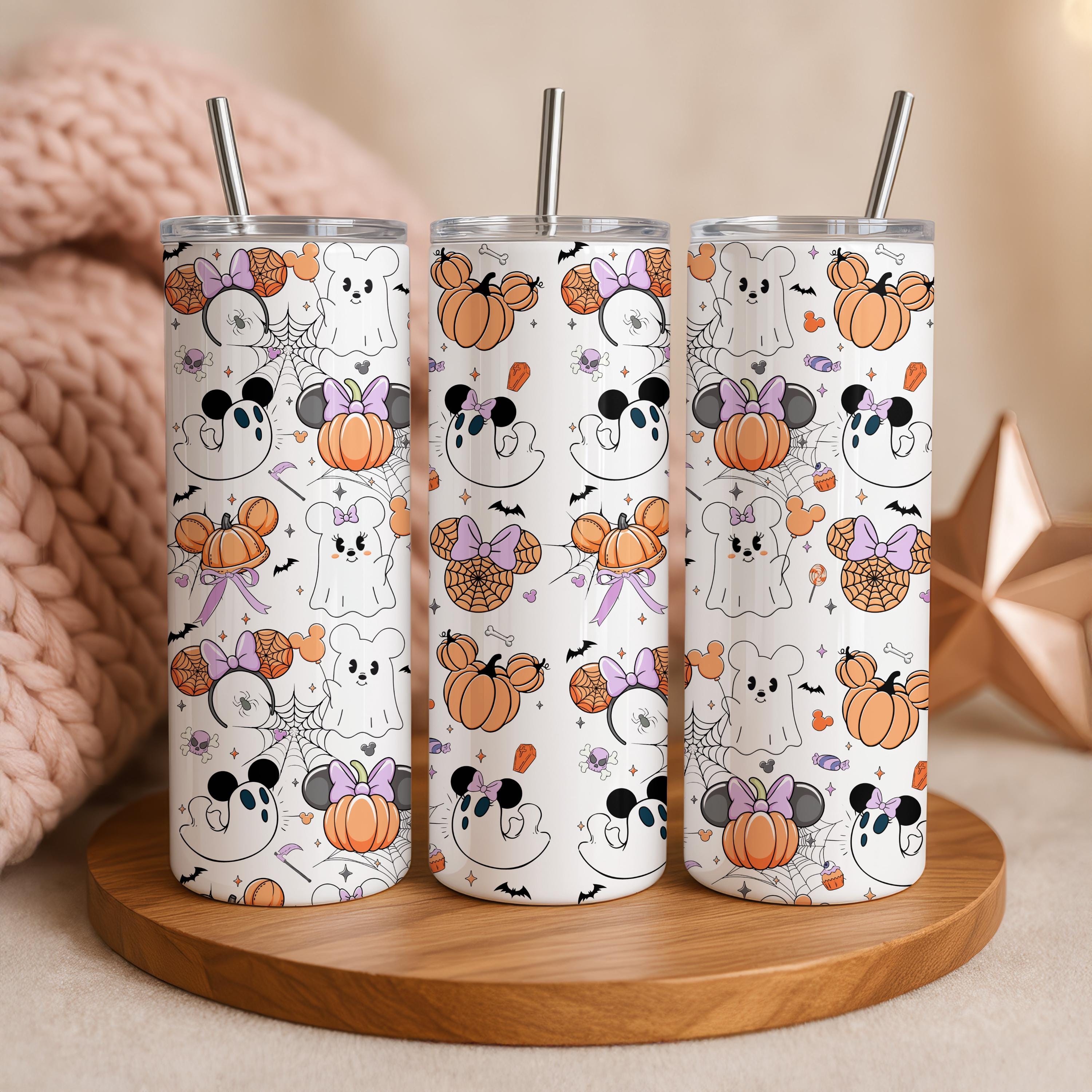 Mickey Ghost Tumbler, Disney Gift, Mickey Halloween Travel Cup, Disney Halloween Cup, Mickey Halloween Pumpkins,Skinny Tumbler Gift for Her