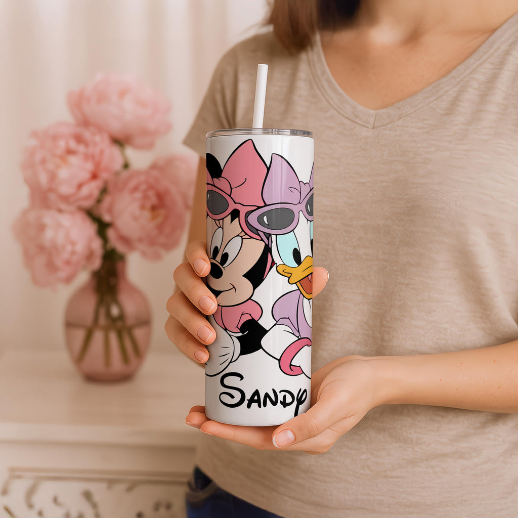 Personalized Daisy Duck Tumbler, Custom Minnie Mouse Tumbler with Name, Friendship Gift, Cute Disney Tumbler, Stainless Steel Cup for Women