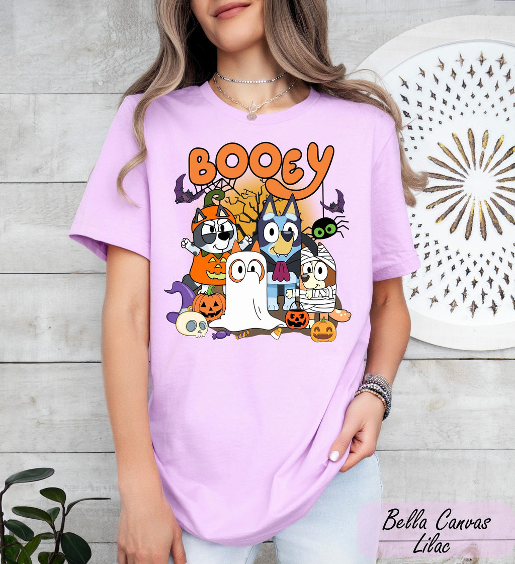 Bluey Halloween Shirt, Spooky Vibes Shirt, Bluey Cartoon Shirt, Witchy Bats Shirt, Bluey and Bingo Trick or Treat Shirt, Blue Dog Ghost Tee