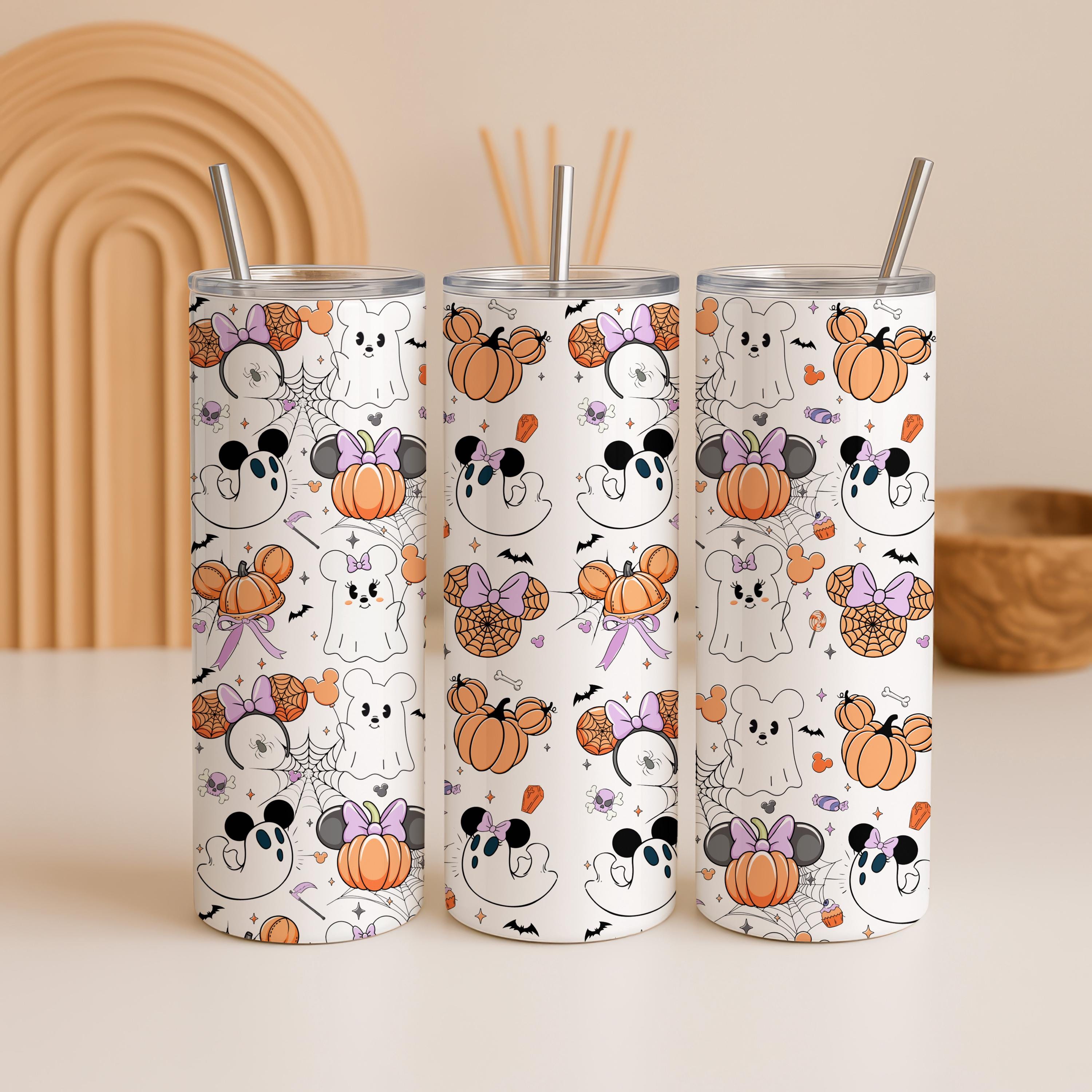 Mickey Ghost Tumbler, Disney Gift, Mickey Halloween Travel Cup, Disney Halloween Cup, Mickey Halloween Pumpkins,Skinny Tumbler Gift for Her