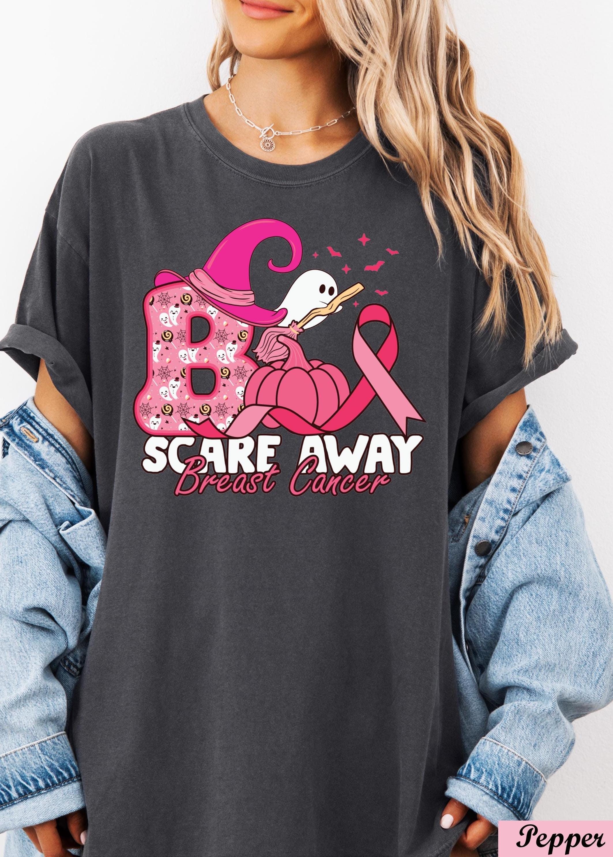 Scare Away Breat Cancer Halloween Shirt, Cancer Support, Boo Cancer Ghost Shirt, Breast Cancer Team,Cancer Month Gifts,Cancer Patient Gifts,