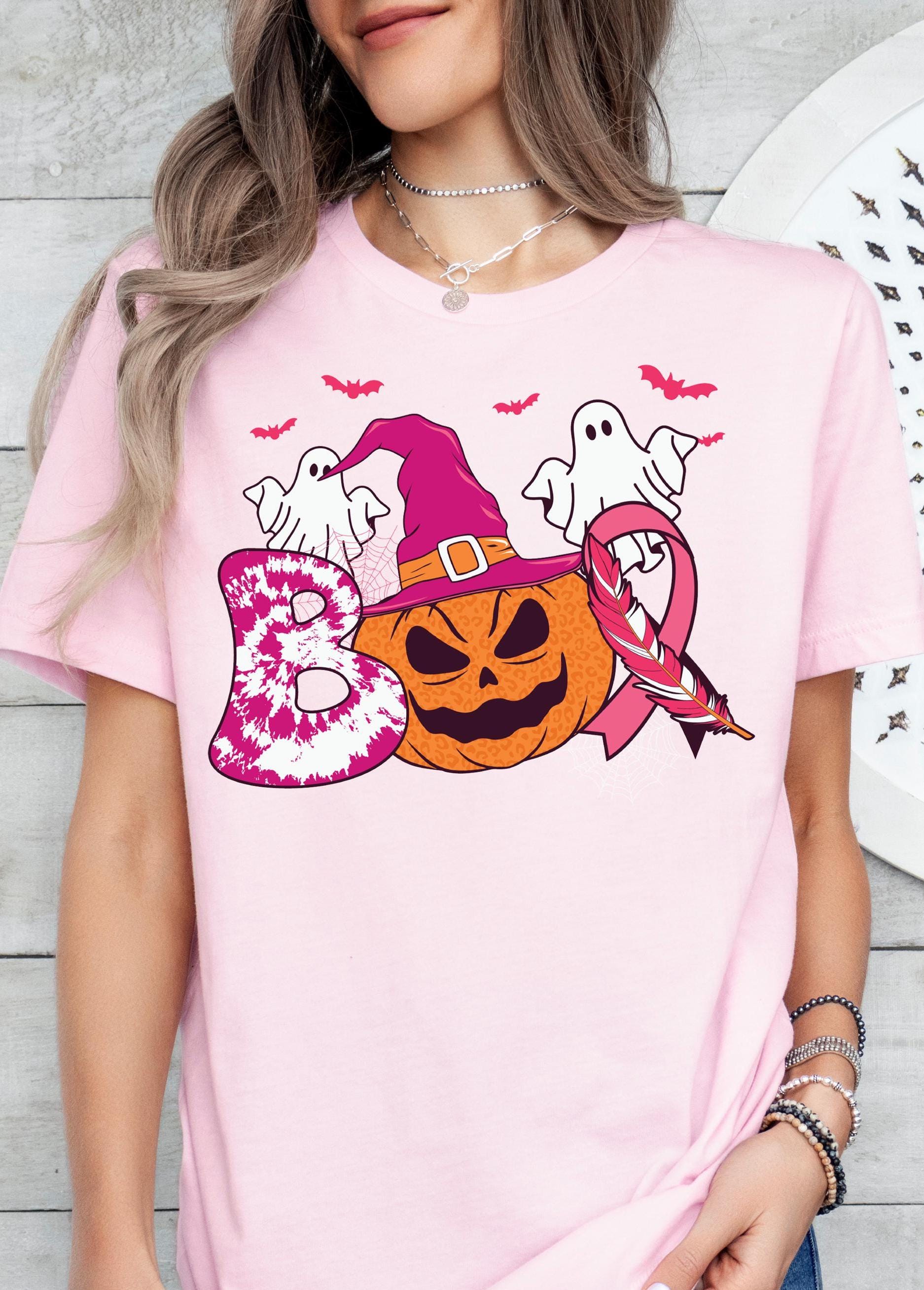 Pink Ribbon Boo Pumpkin Breast Cancer Shirt, Breast Cancer Halloween Ghost Tee, Breast Cancer Awareness , Breast Cancer Month,Cancer Support