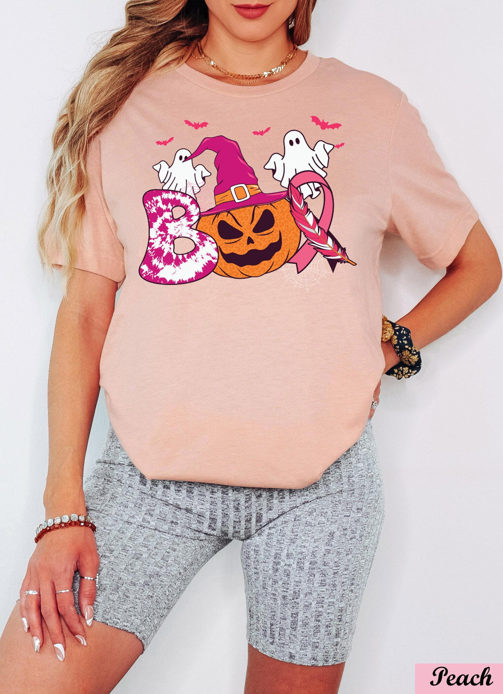 Pink Ribbon Boo Pumpkin Breast Cancer Shirt, Breast Cancer Halloween Ghost Tee, Breast Cancer Awareness , Breast Cancer Month,Cancer Support