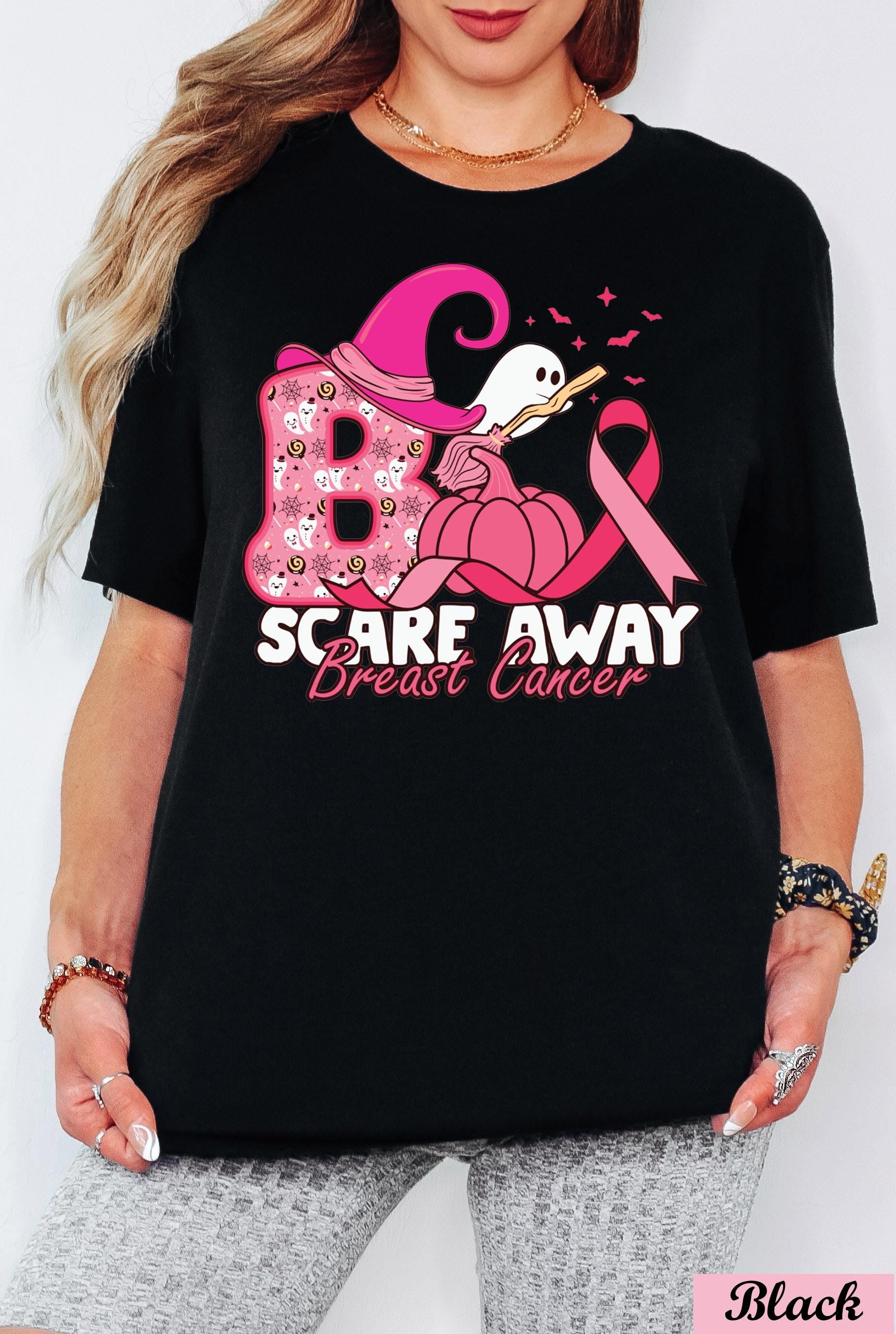 Scare Away Breat Cancer Halloween Shirt, Cancer Support, Boo Cancer Ghost Shirt, Breast Cancer Team,Cancer Month Gifts,Cancer Patient Gifts,