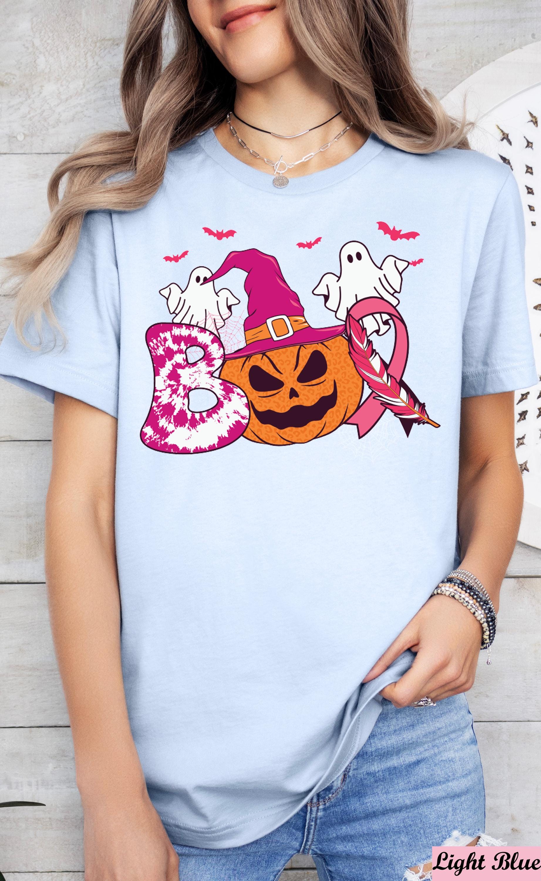 Pink Ribbon Boo Pumpkin Breast Cancer Shirt, Breast Cancer Halloween Ghost Tee, Breast Cancer Awareness , Breast Cancer Month,Cancer Support