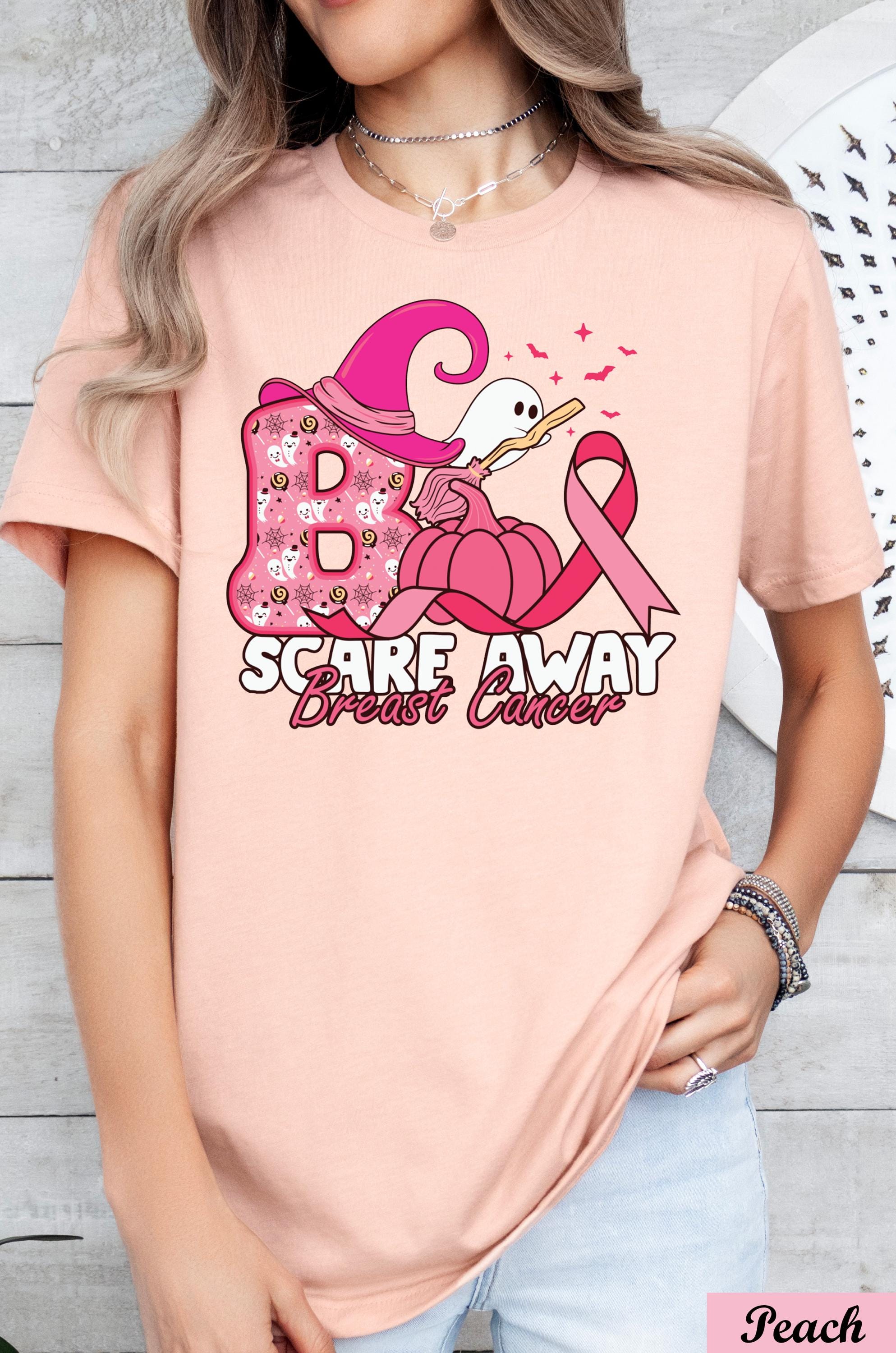 Scare Away Breat Cancer Halloween Shirt, Cancer Support, Boo Cancer Ghost Shirt, Breast Cancer Team,Cancer Month Gifts,Cancer Patient Gifts,