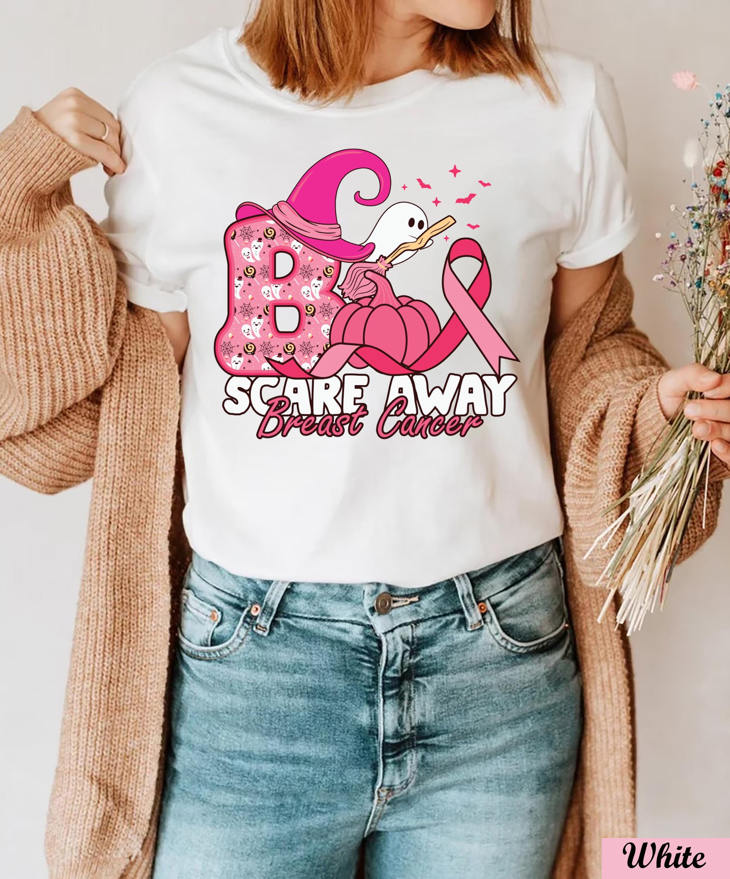 Scare Away Breat Cancer Halloween Shirt, Cancer Support, Boo Cancer Ghost Shirt, Breast Cancer Team,Cancer Month Gifts,Cancer Patient Gifts,